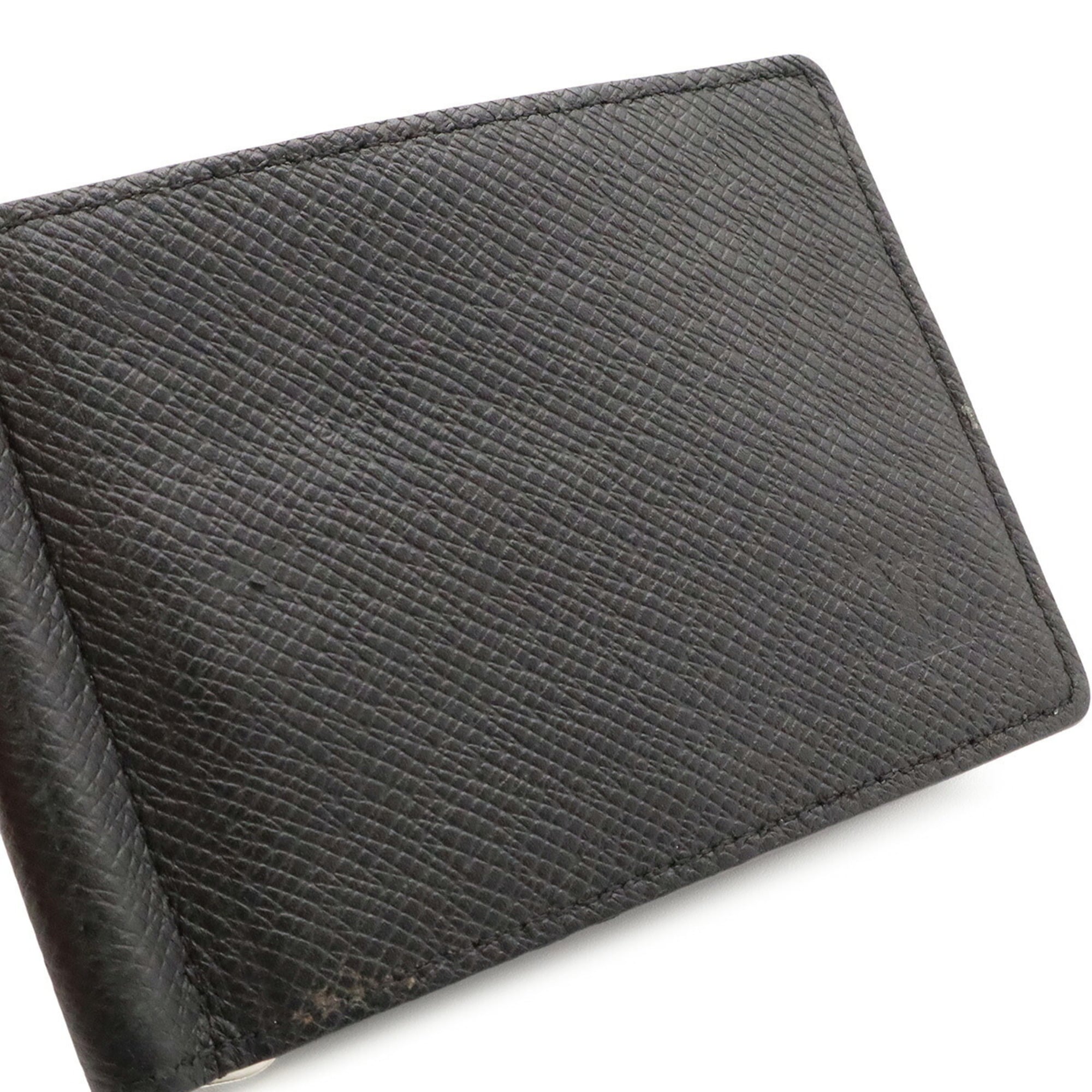 Louis Vuitton Black Galle Noir White Leather Bill Wallet (Bi-Fold) (Pre-Owned)