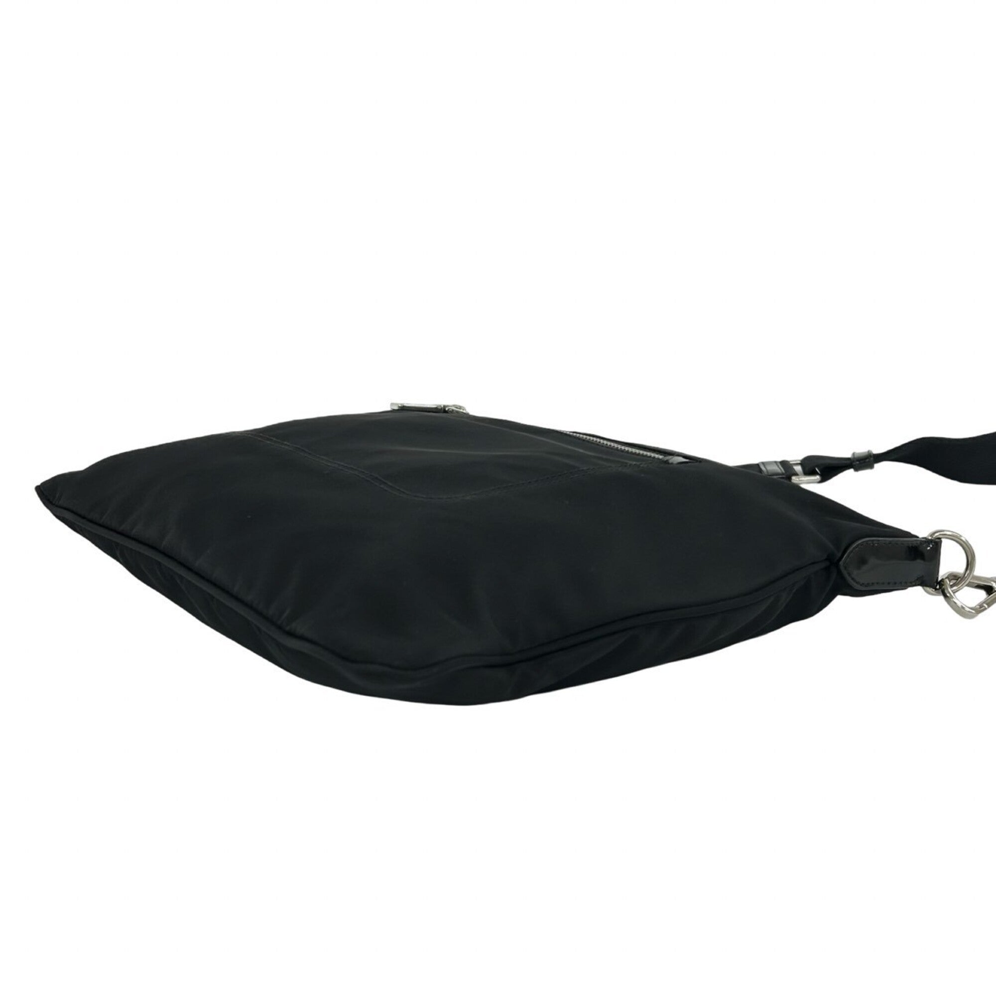 Prada Black Nylon Patent Leather Pochette Shoulder Bag (Pre-Owned)