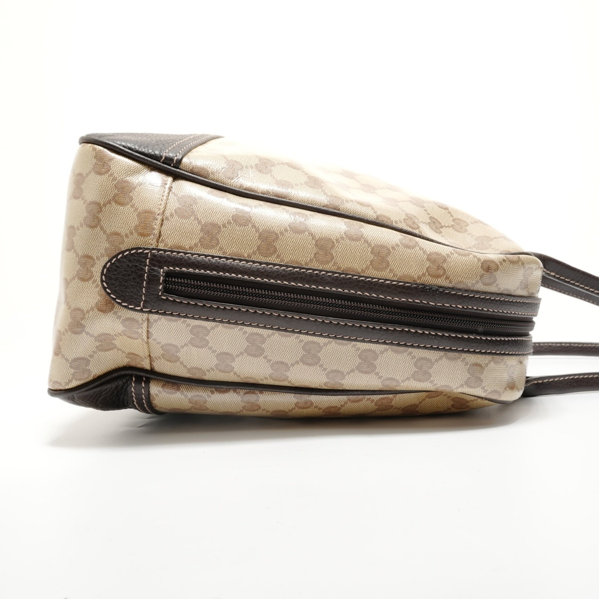 Gucci Sherry Line Beige Gg Crystal Boston Bag (Pre-Owned)