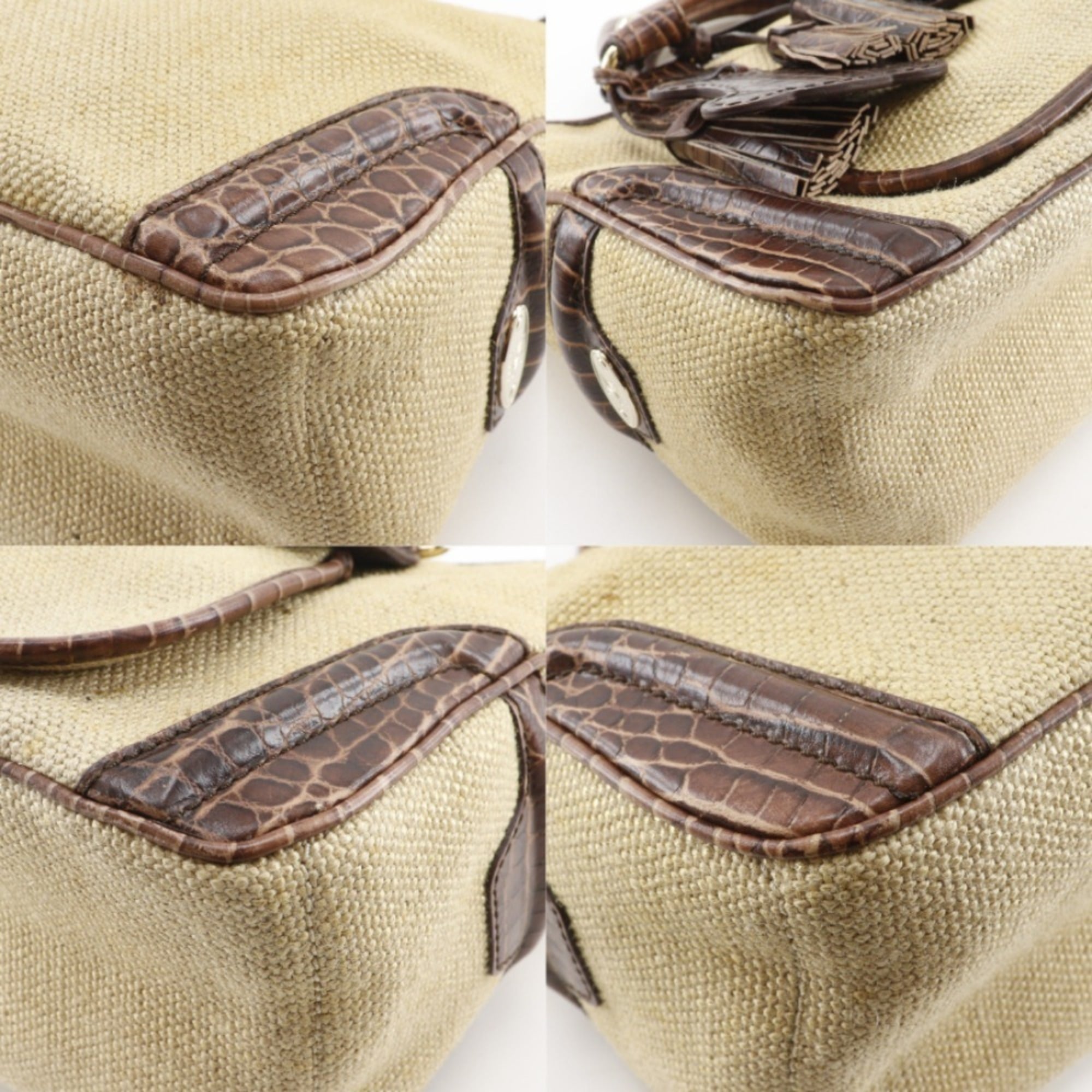 Celine Boogie Brown Straw Leather Handbag (Pre-Owned)