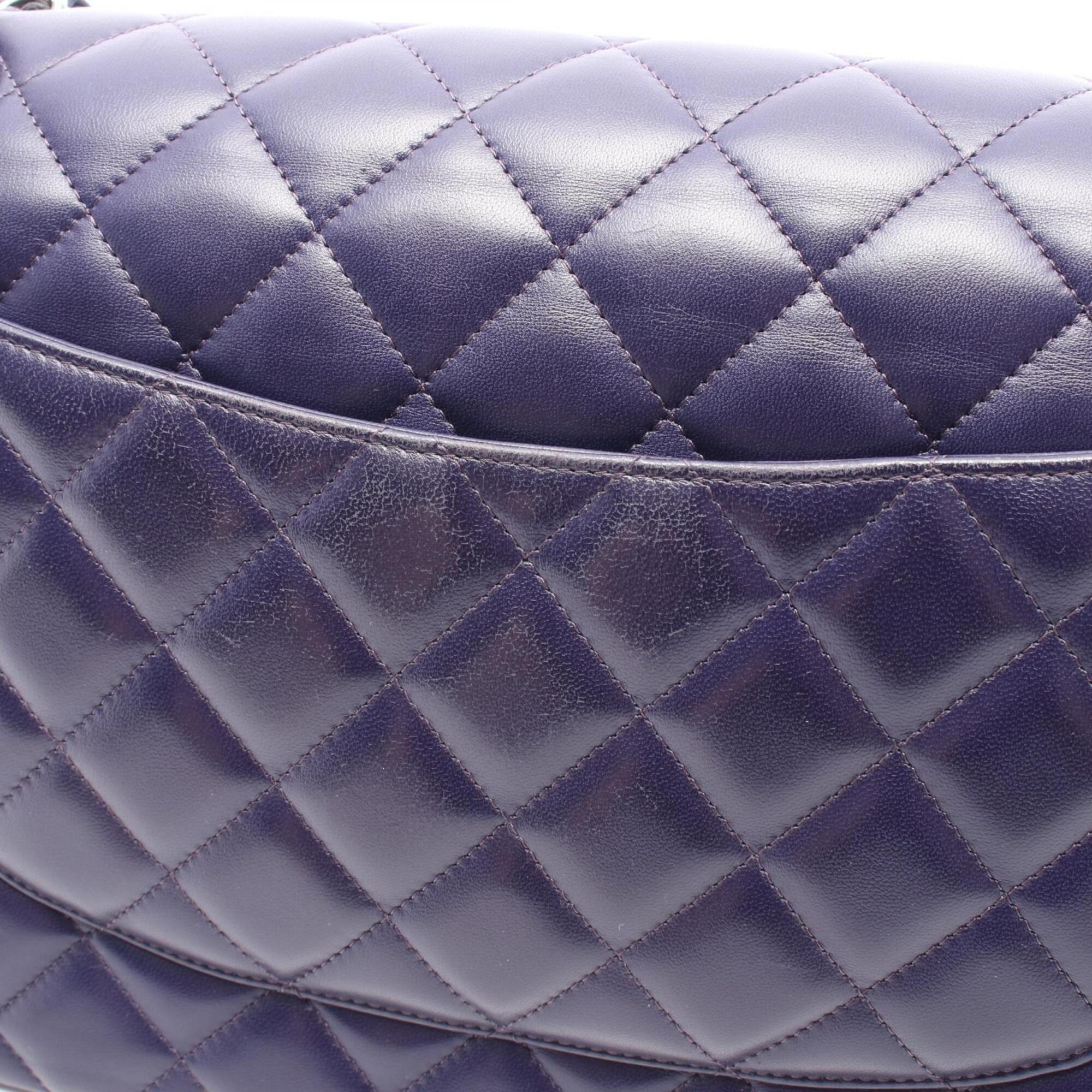 Chanel Purple Leather Handbag Shoulder Bag (Pre-Owned)