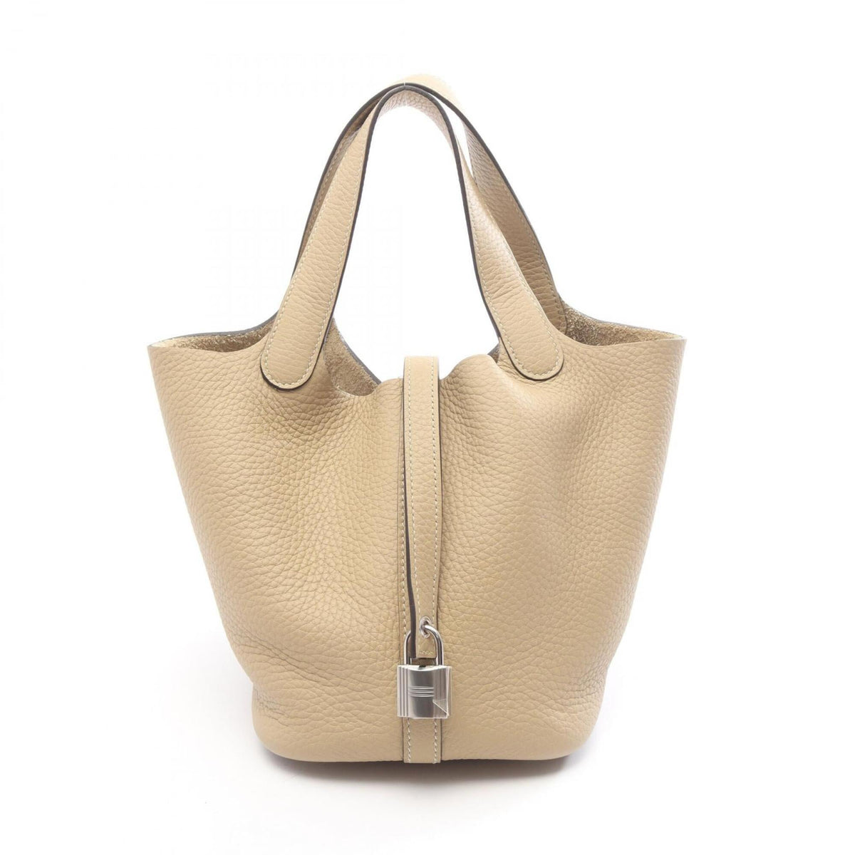 Hermes Beige Taurillon Clemence Leather Handbag (Pre-Owned)