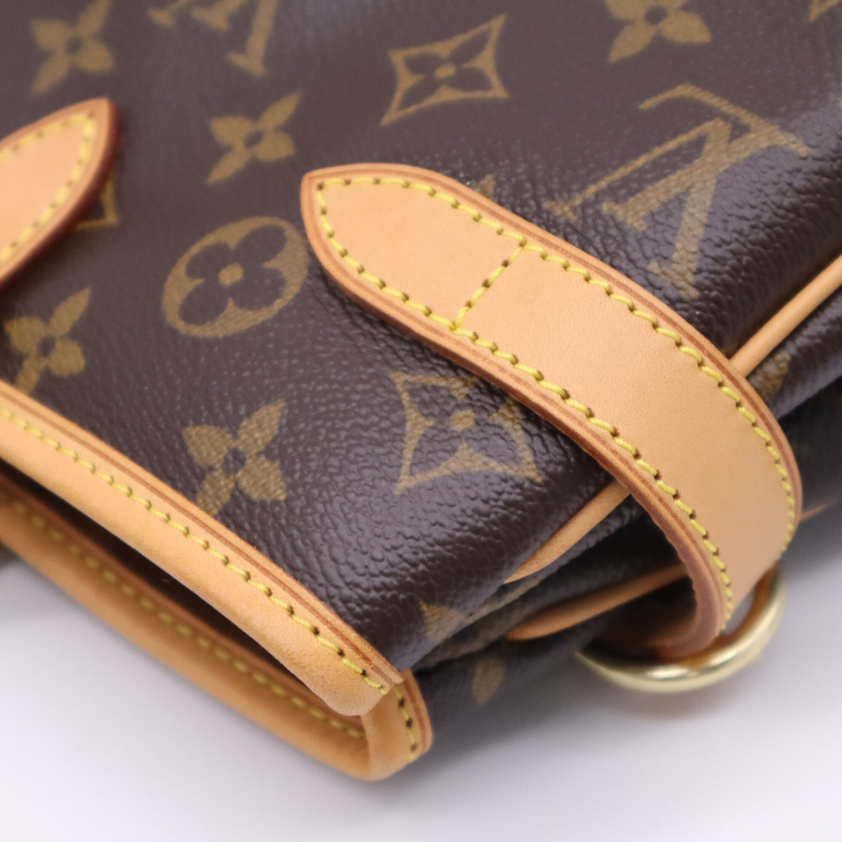 Louis Vuitton Monogram Beige Brown Coated Canvas Leather Handbag (Pre-Owned)