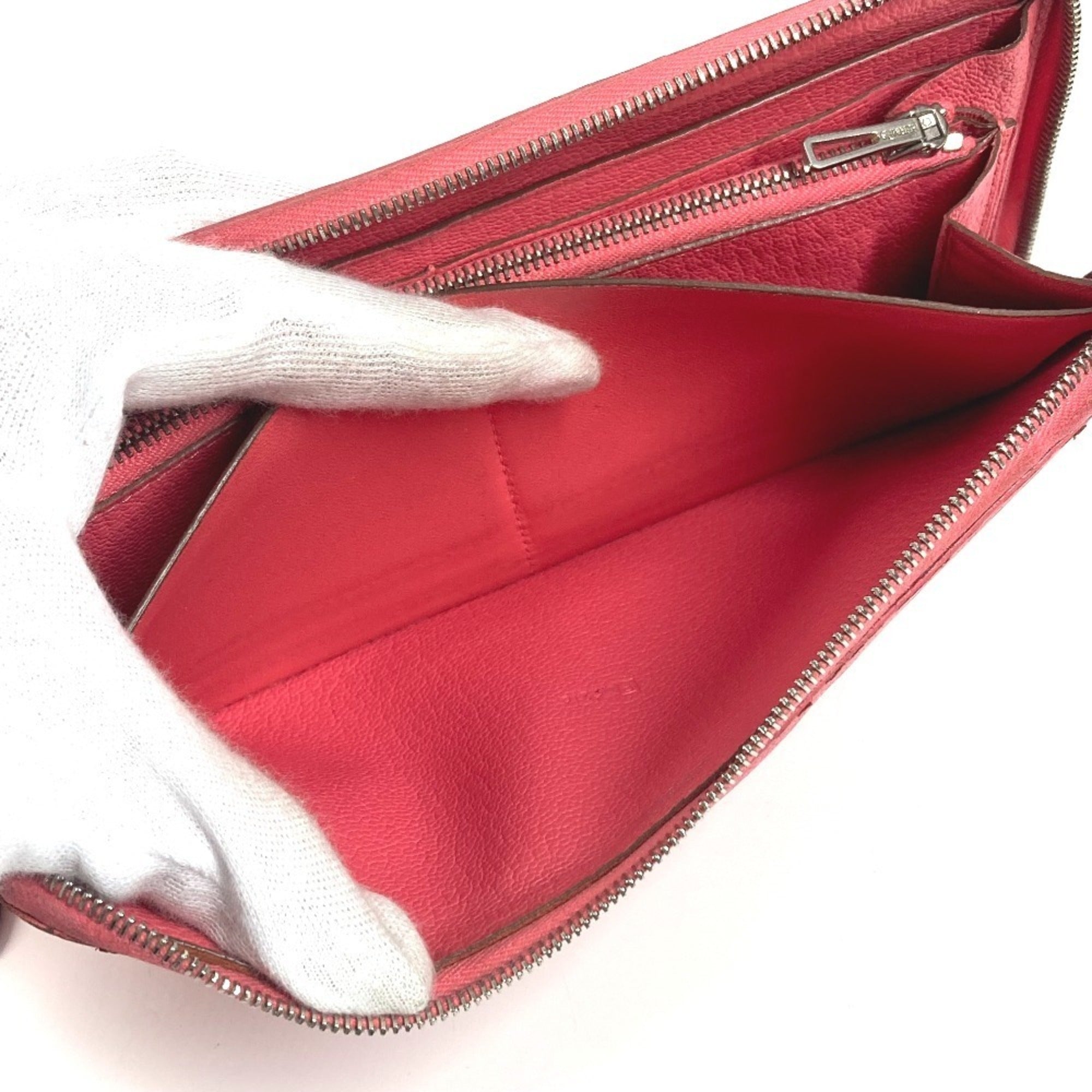 Hermes Pink Chevre Leather Long Wallet (Bi-Fold) (Pre-Owned)