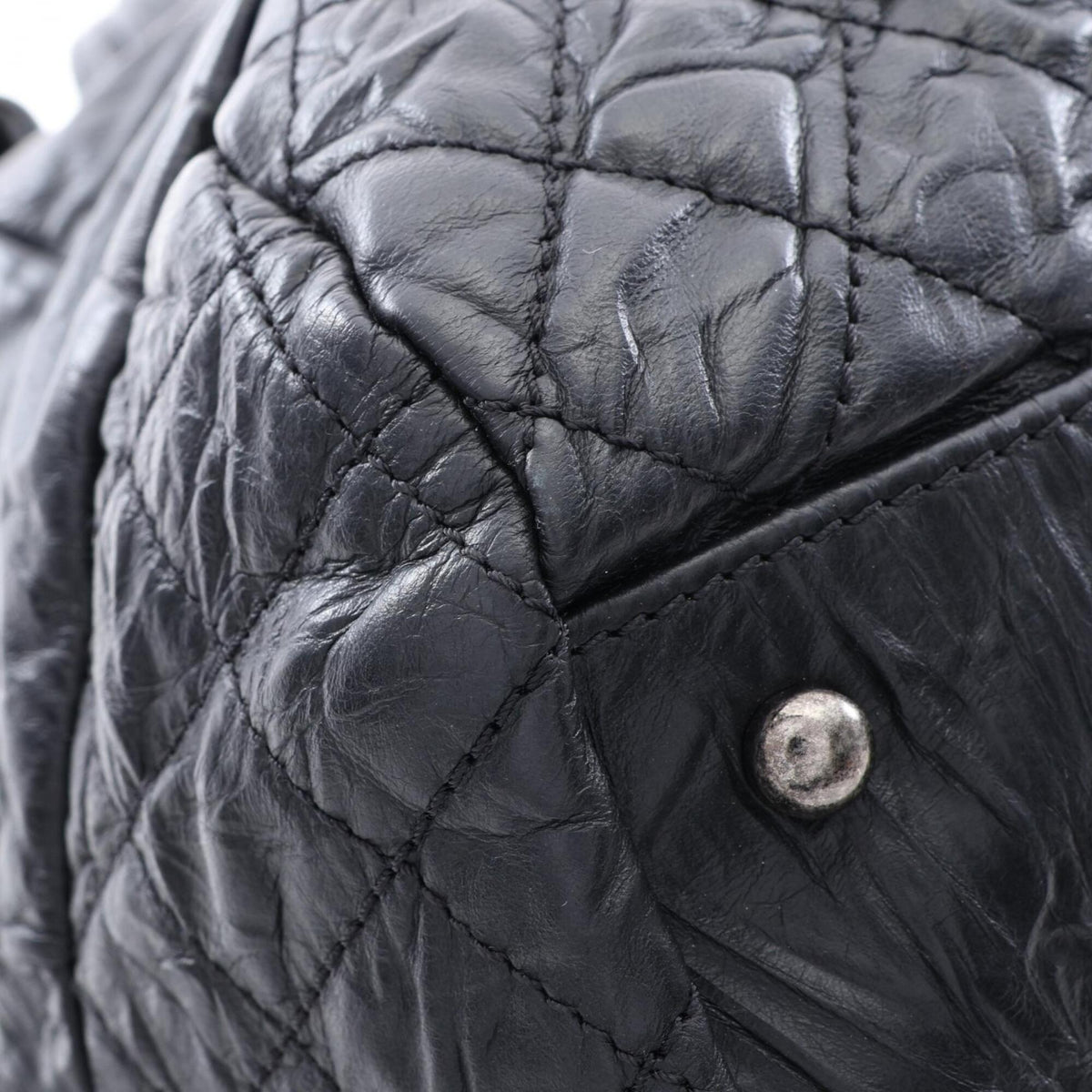 Chanel Black Leather Boston Bag Handbag (Pre-Owned)