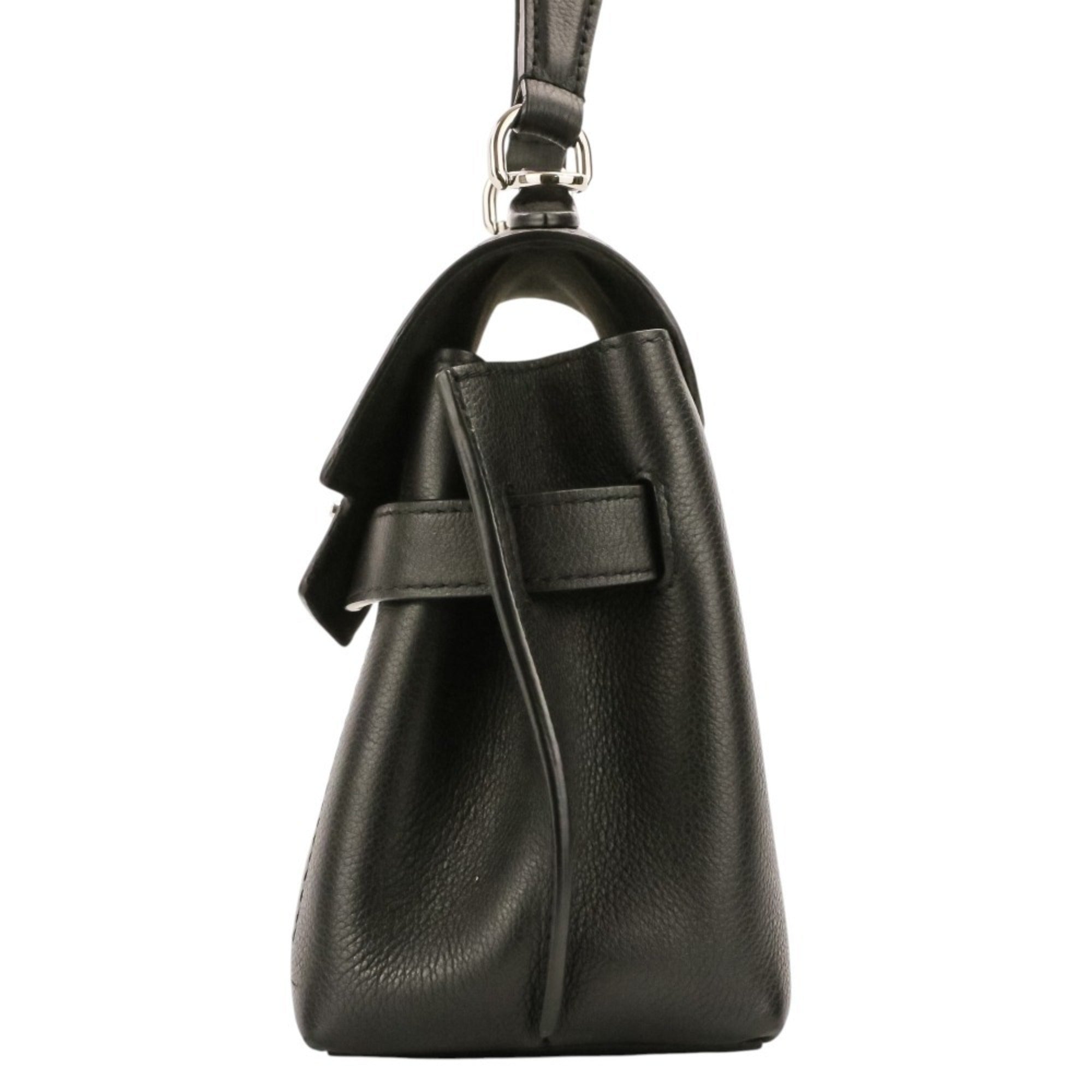 Louis Vuitton Black Leather Handbag Shoulder Bag (Pre-Owned)