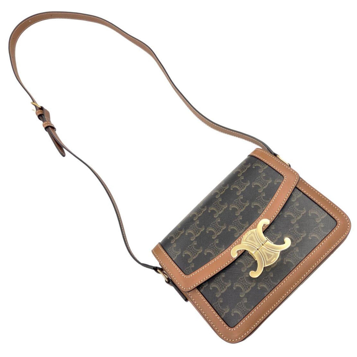 Celine Brown Leather Crossbody Bag Shoulder Bag (Pre-Owned)