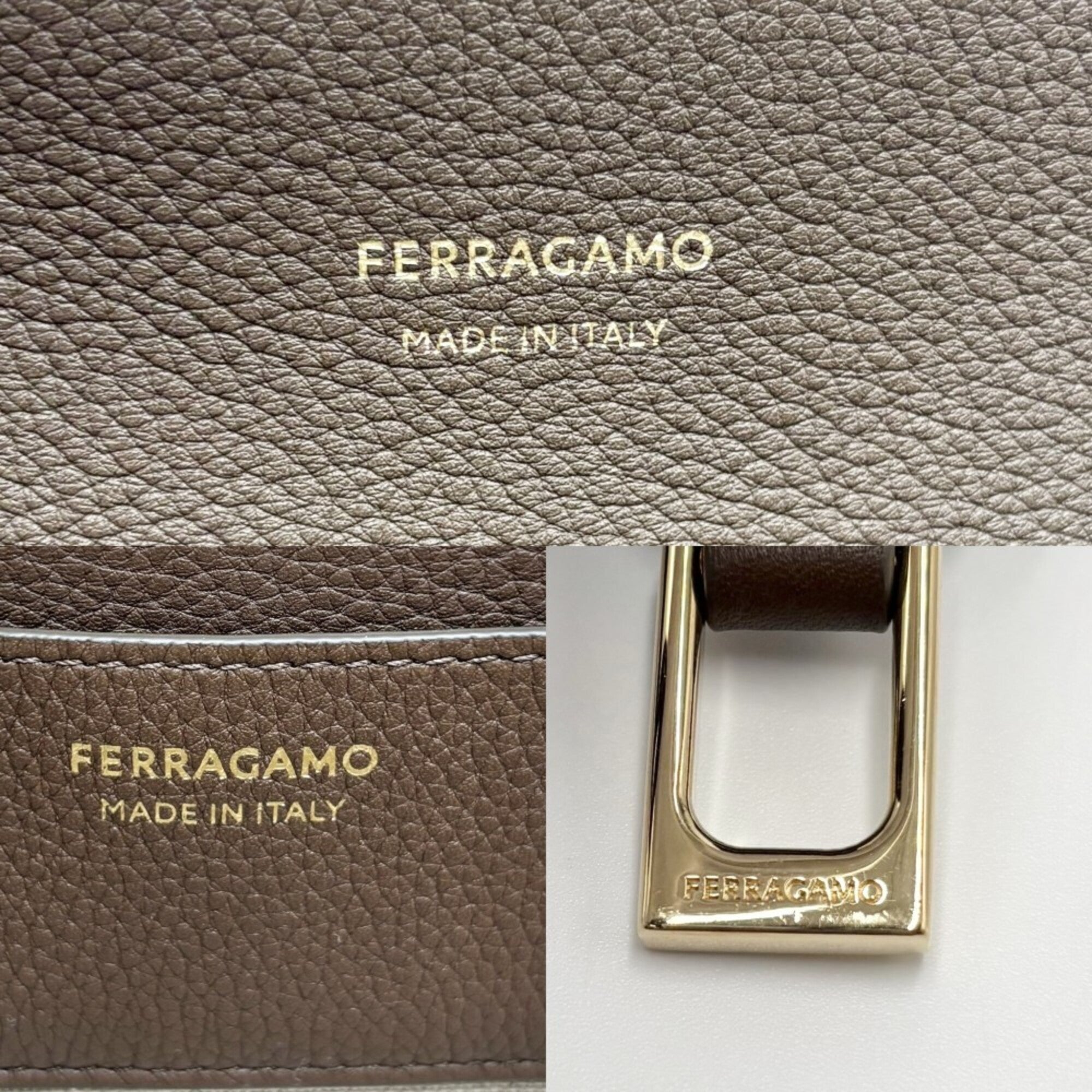 Salvatore Ferragamo Brown Leather Handbag Shoulder Bag (Pre-Owned)