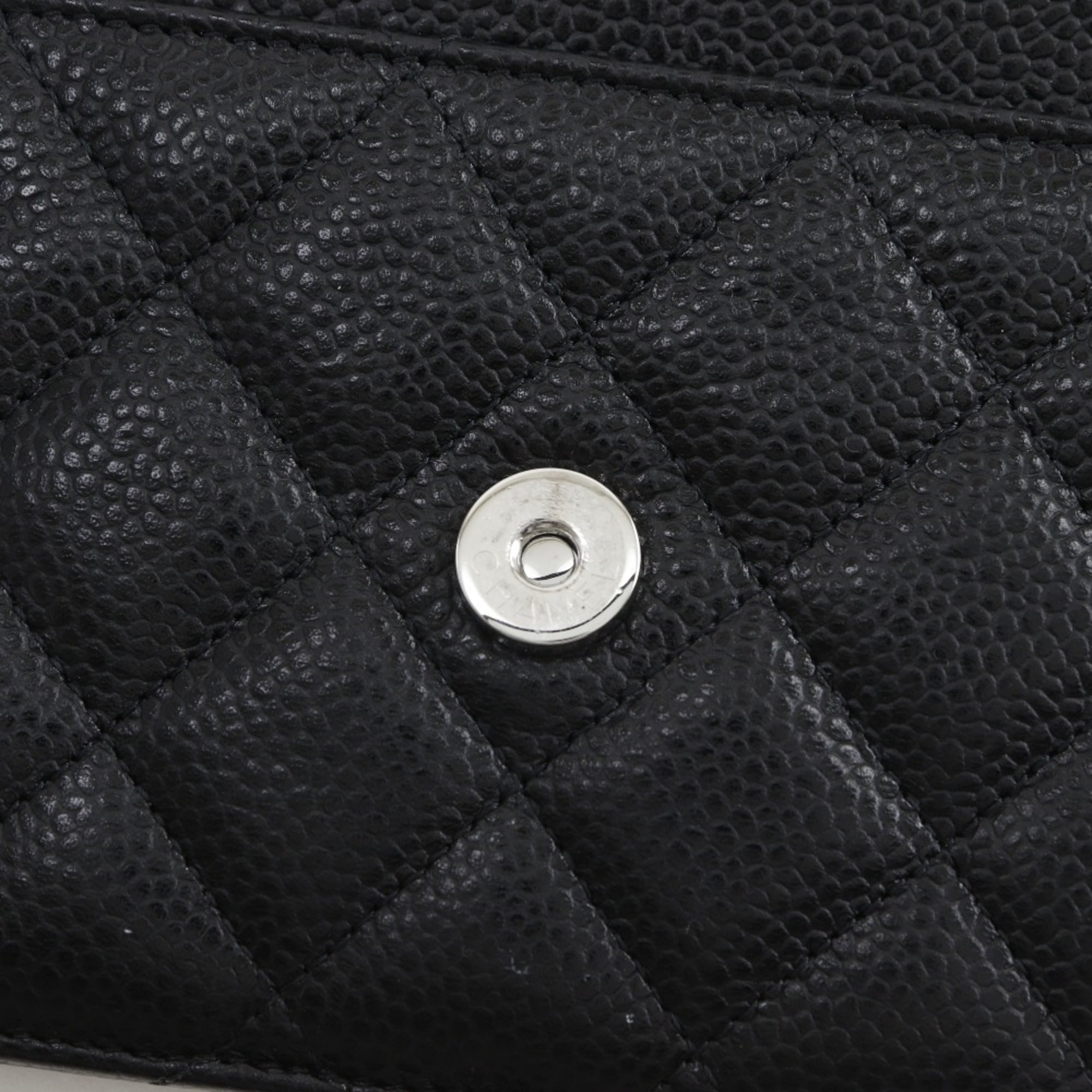 Chanel Black Grained Calfskin Chain/Shoulder Wallet (Pre-Owned)