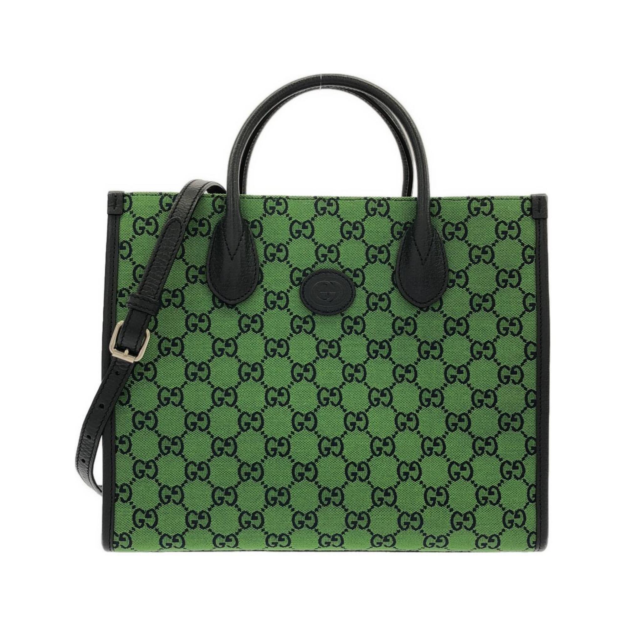 Gucci Green Gg Canvas Handbag (Pre-Owned)
