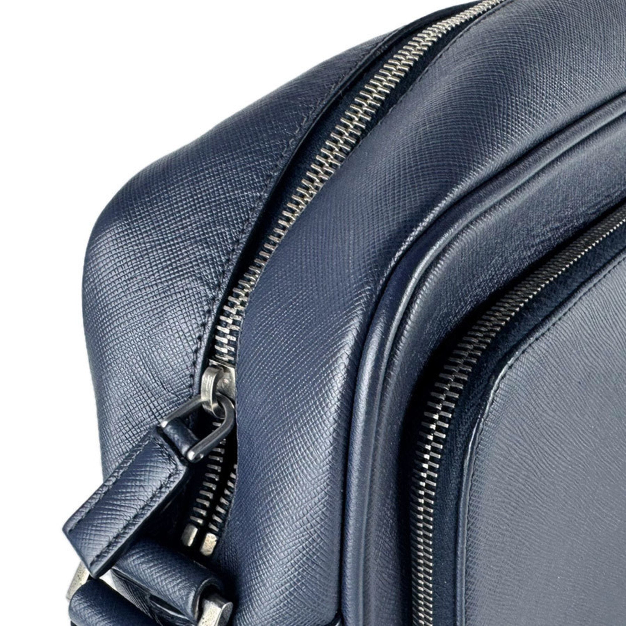 Prada Navy Leather Shoulder Bag (Pre-Owned)
