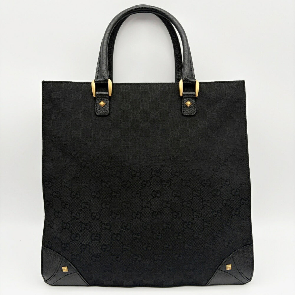Gucci Black Gg Canvas Leather Tote Bag (Pre-Owned)