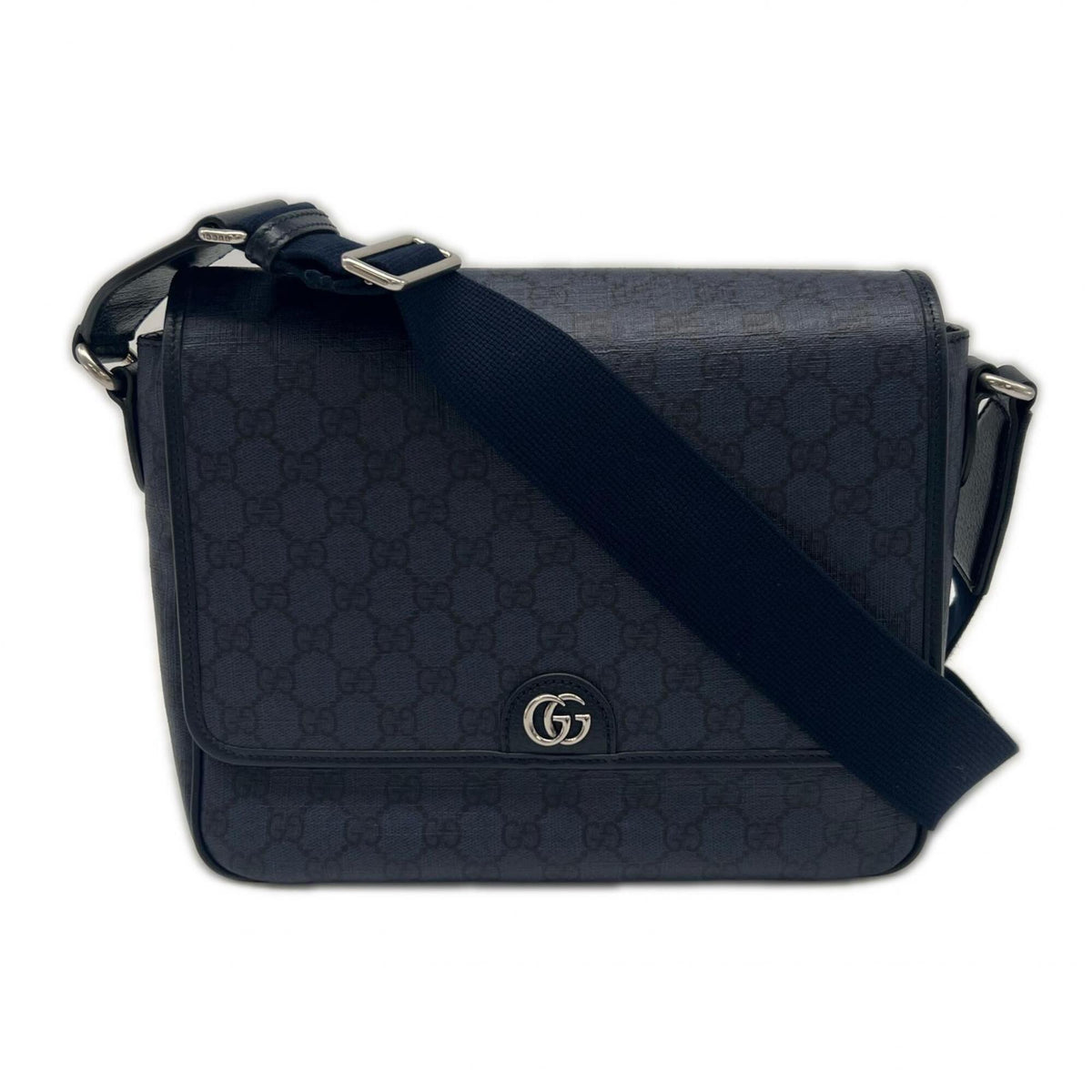 Gucci Ophidia Navy Black Canvas Leather Shoulder Bag (Pre-Owned)