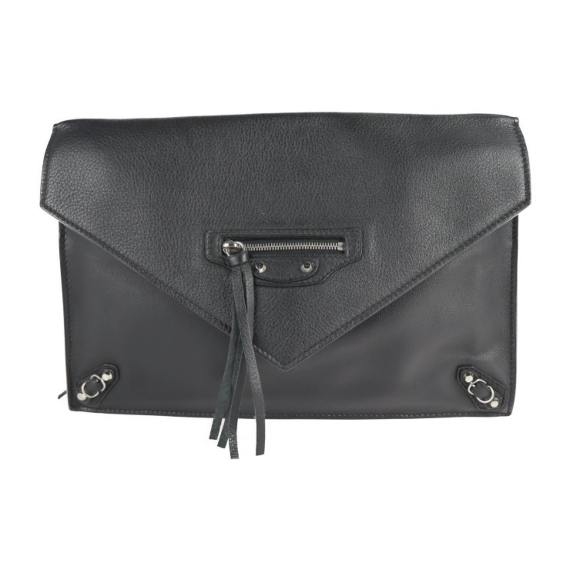Balenciaga Paper Black Leather Clutch Bag (Pre-Owned)