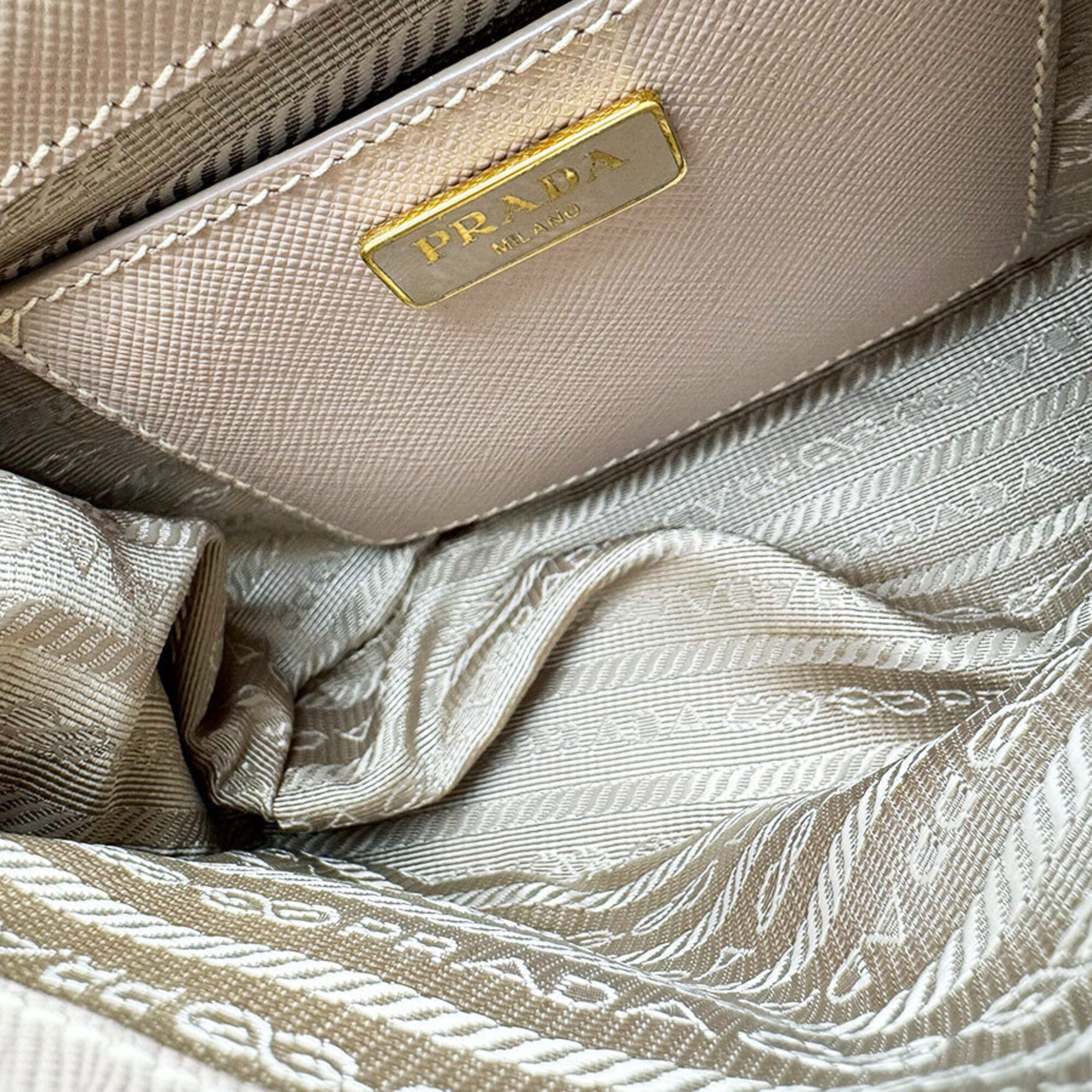 Prada Grayish Leather Handbag Shoulder Bag (Pre-Owned)