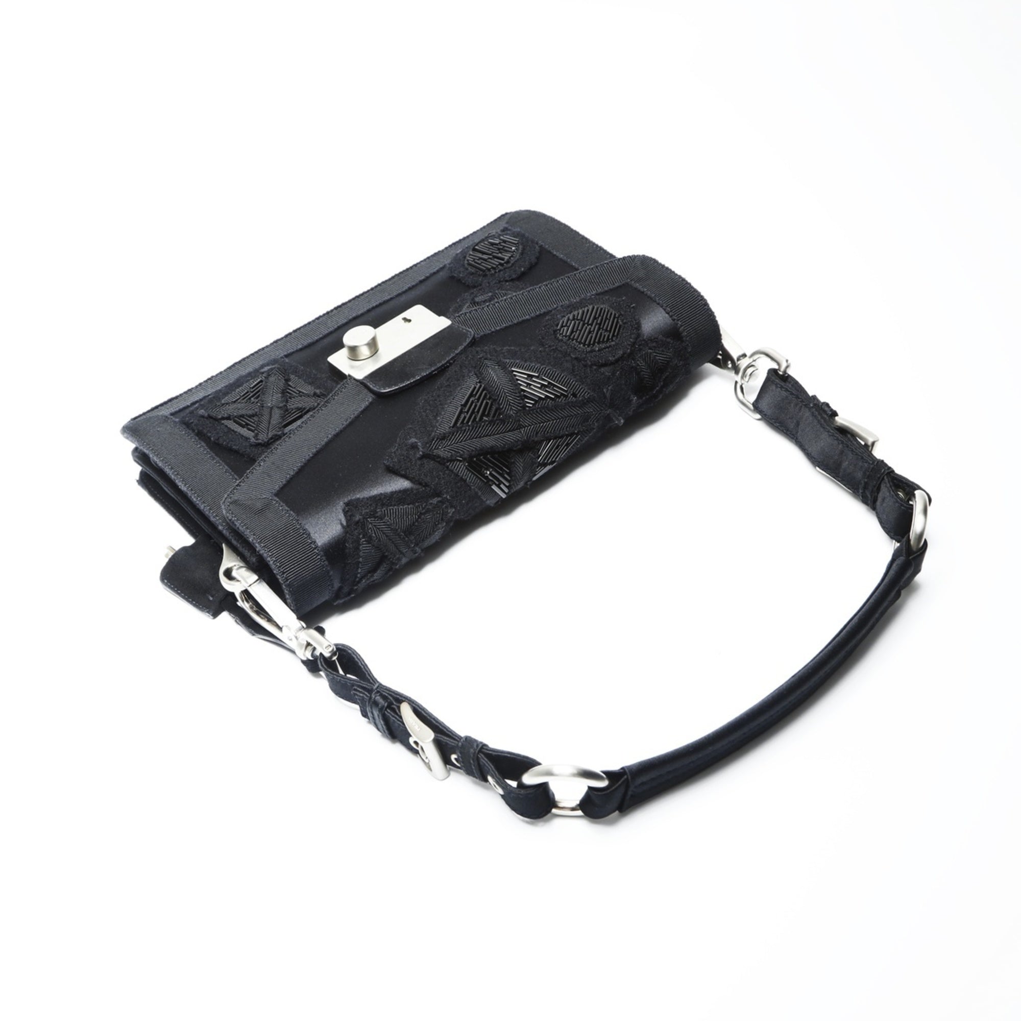 Prada Black Satin Beads Shoulder Bag (Pre-Owned)