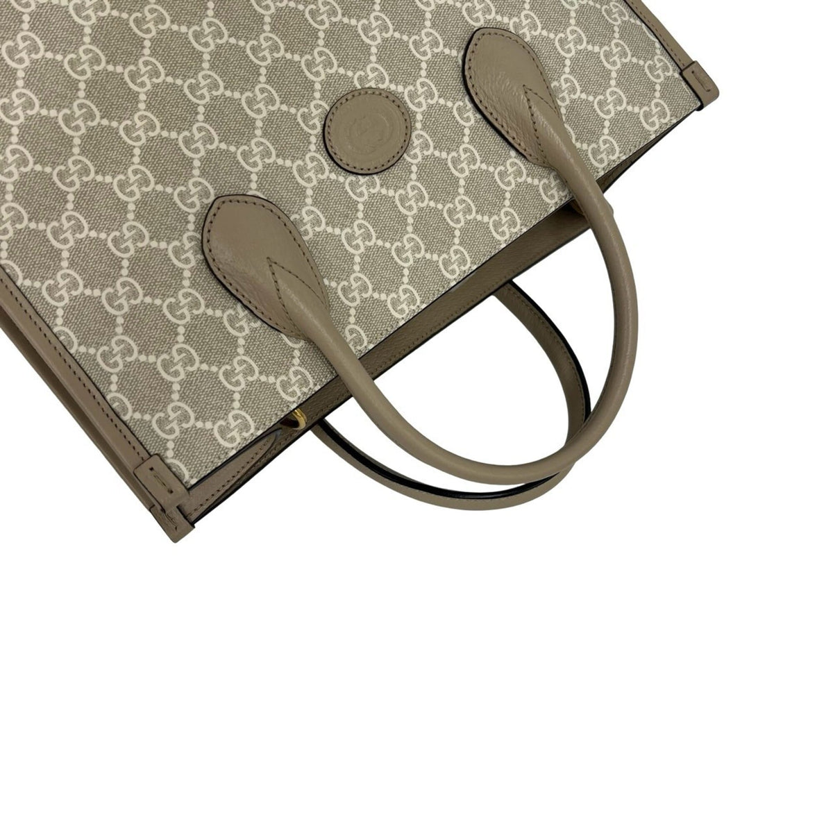 Gucci Beige Leather Elastane Handbag Shoulder Bag Tote Bag (Pre-Owned)