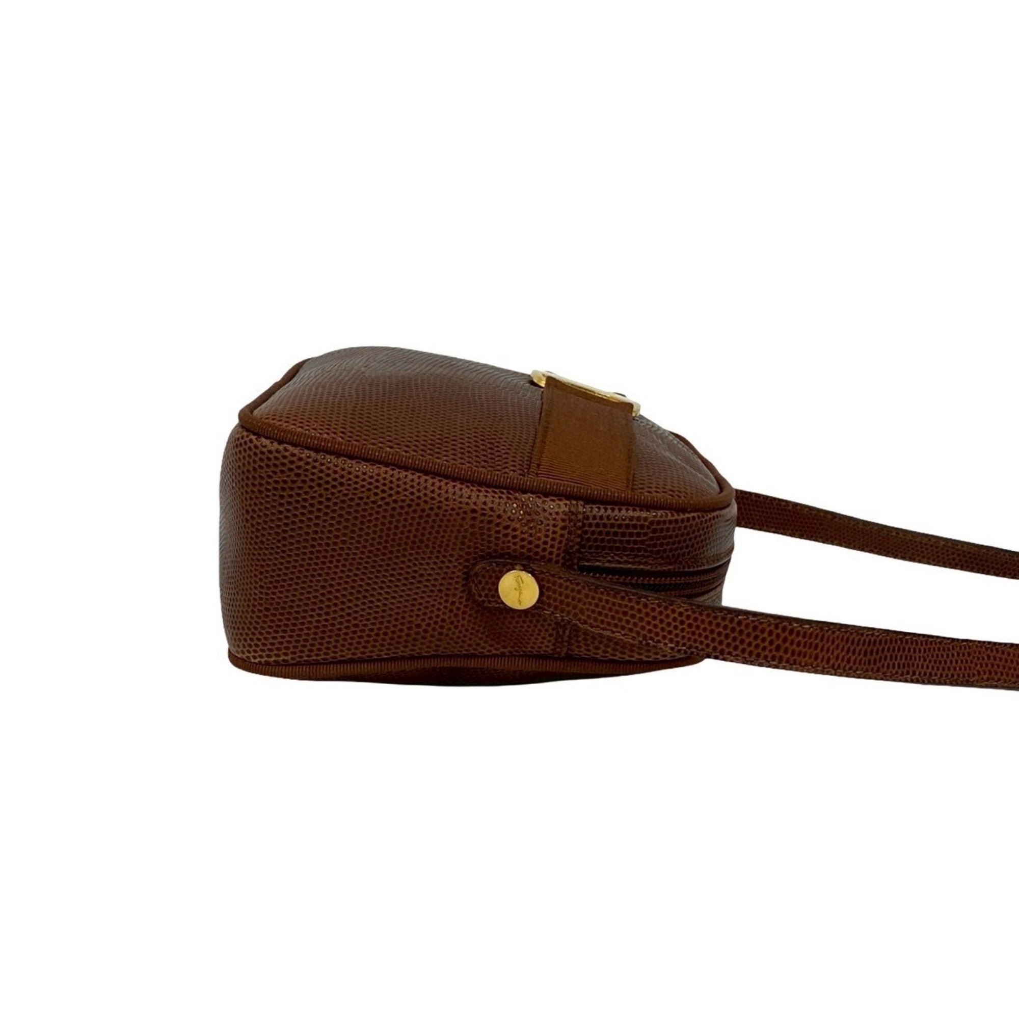 Salvatore Ferragamo Brown Leather Pochette Shoulder Bag (Pre-Owned)