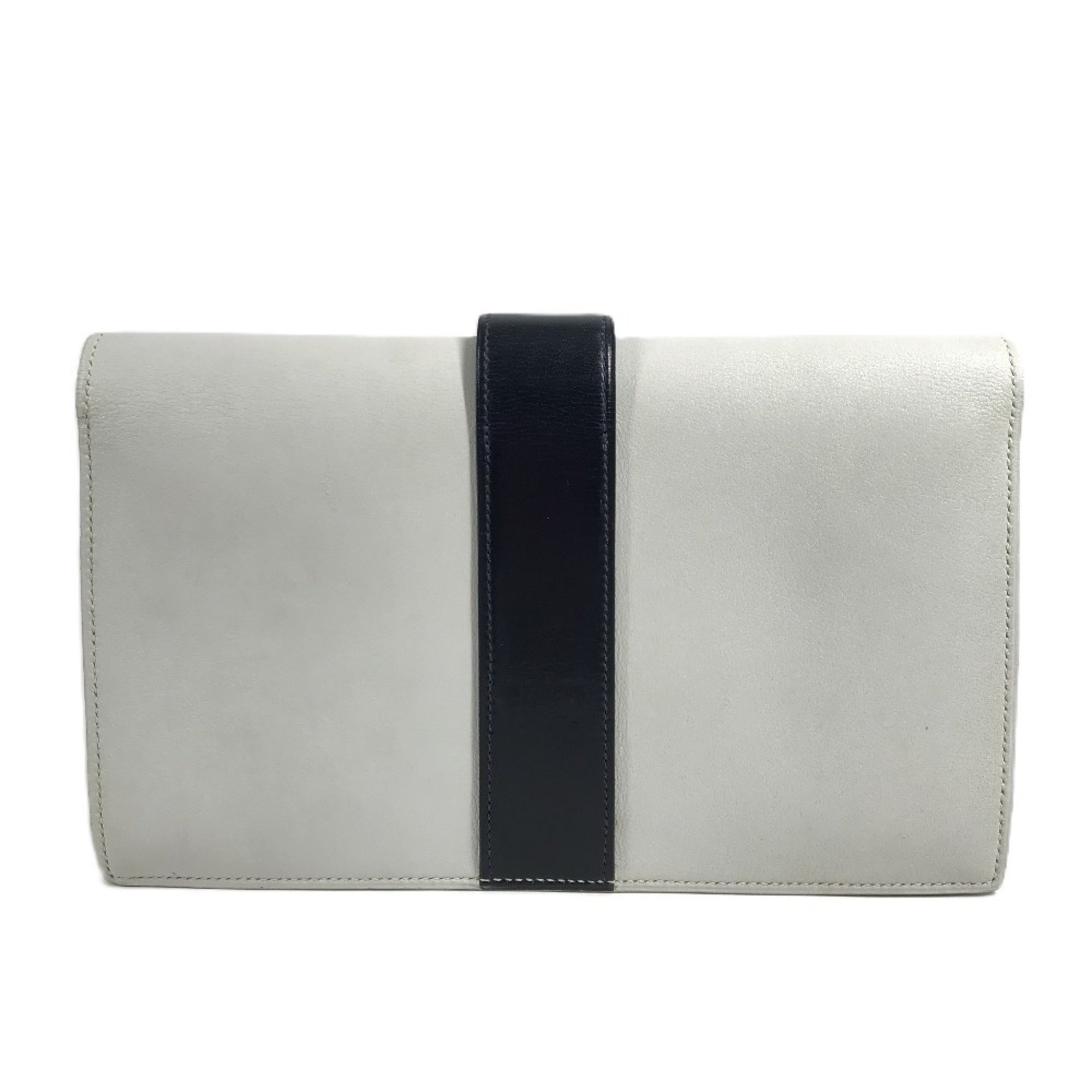 Hermes Navy White Leather Clutch Bag Pouch (Pre-Owned)