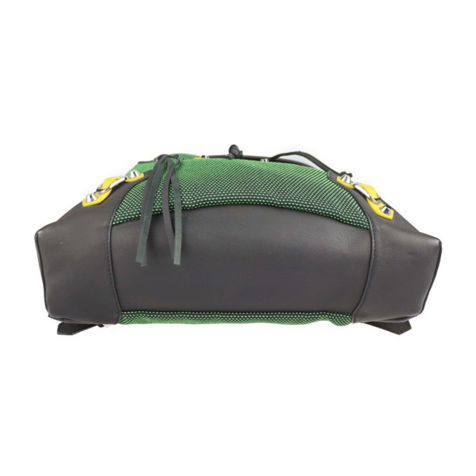 Balenciaga Black Green Nylon Canvas Leather Backpack (Pre-Owned)
