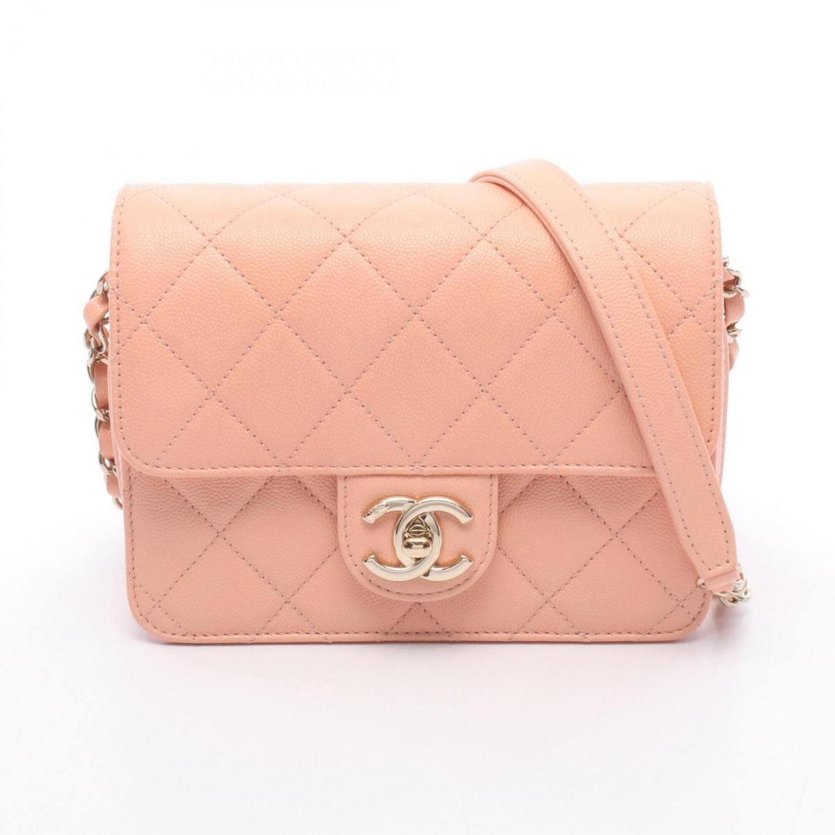 Chanel Pink Grained Calfskin Handbag Shoulder Bag (Pre-Owned)