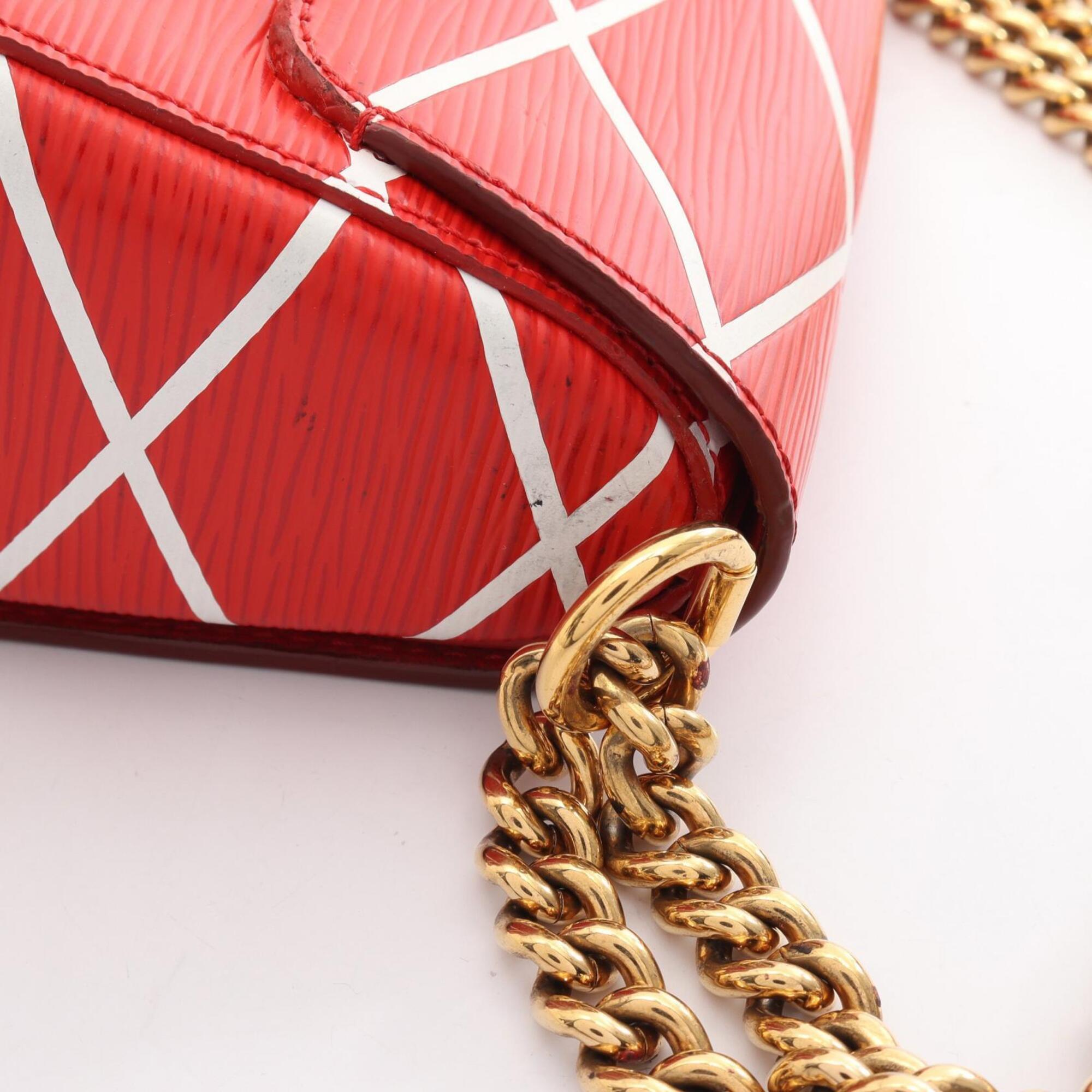 Louis Vuitton Red Color White Leather Handbag Shoulder Bag (Pre-Owned)