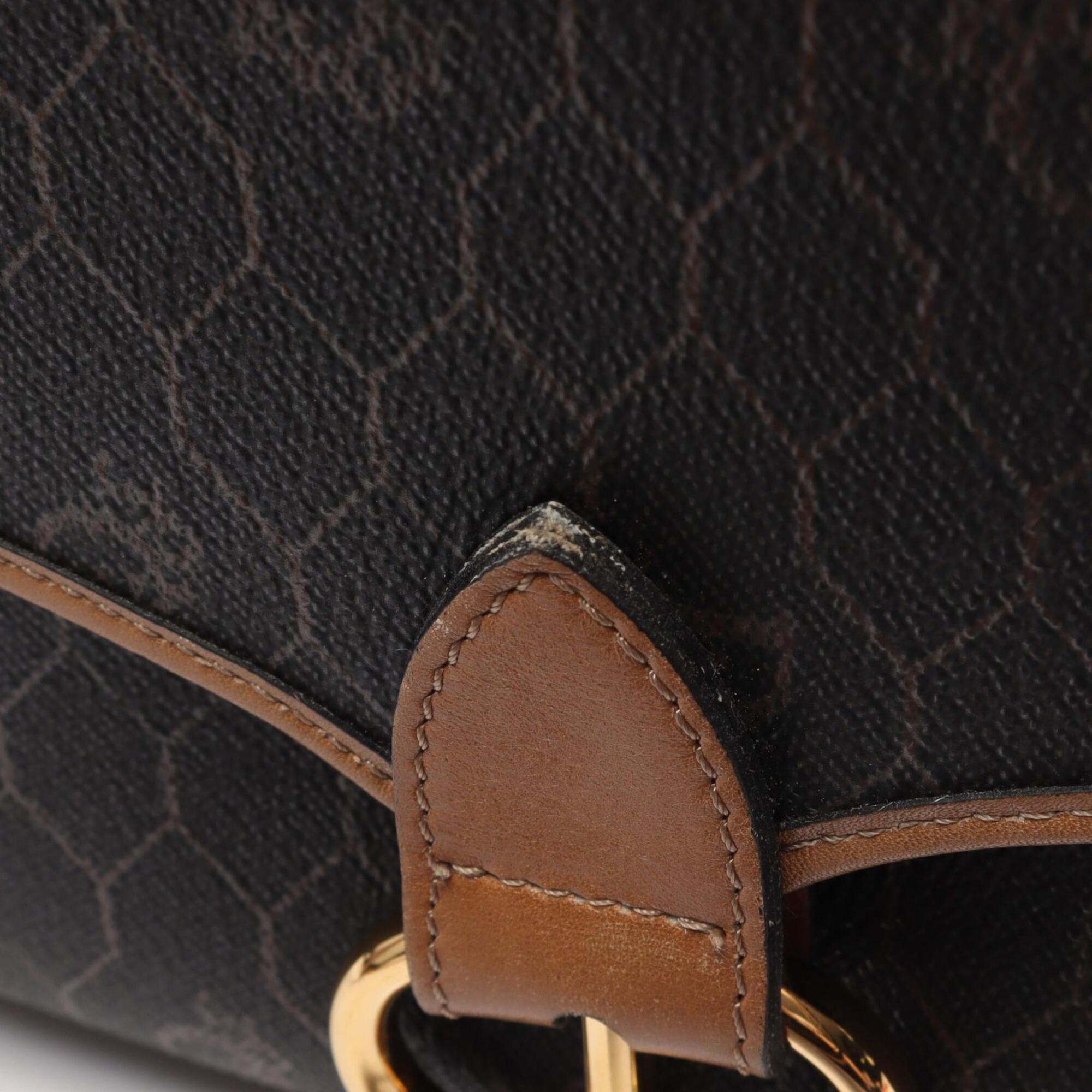 Christian Dior Black Brown Coated Canvas Leather Handbag Shoulder Bag (Pre-Owned)