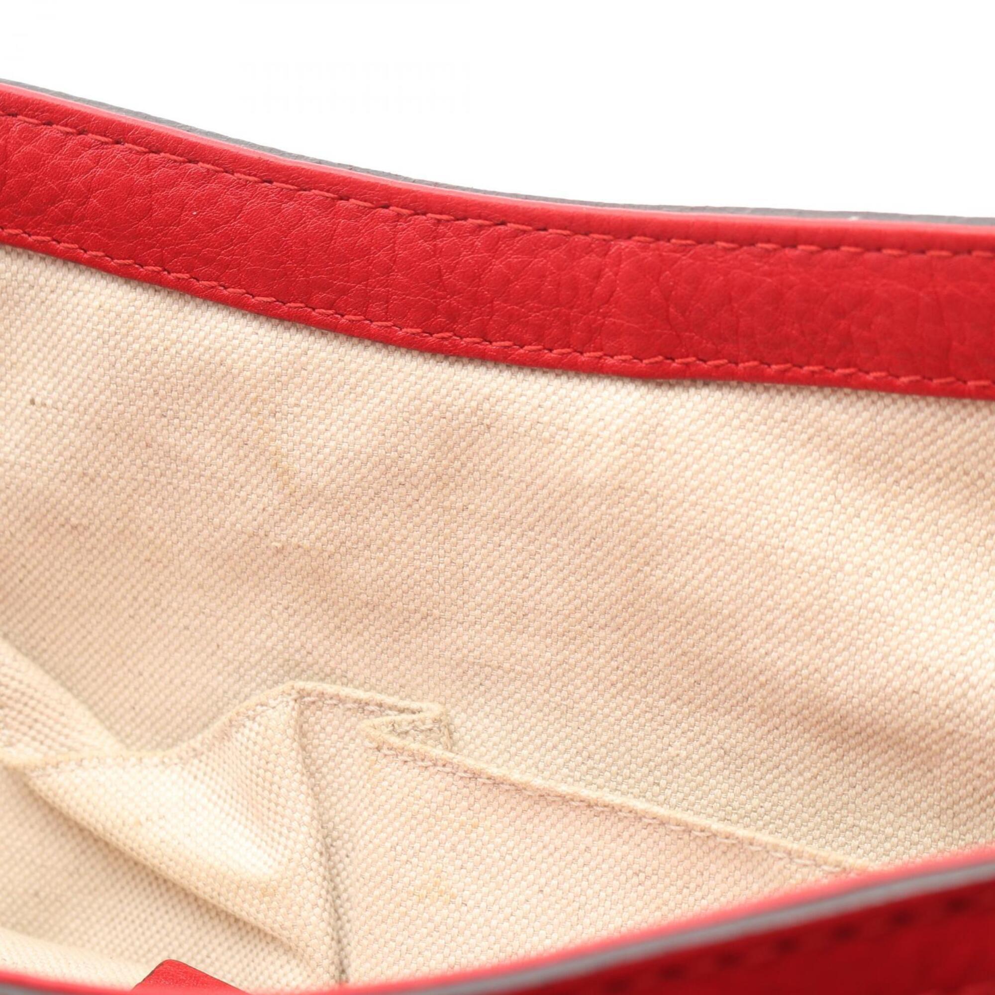 Gucci Red Color Leather Handbag Shoulder Bag (Pre-Owned)