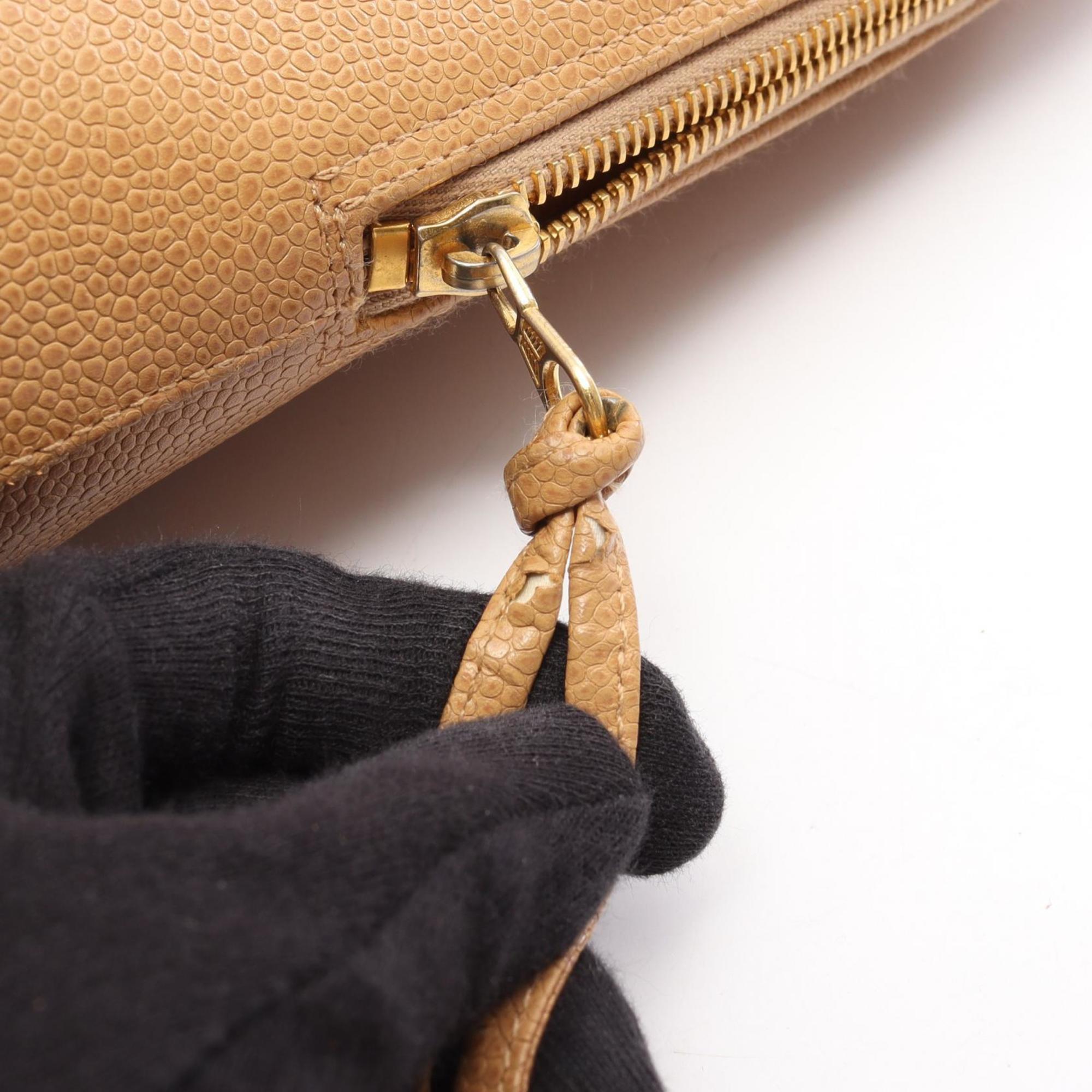Chanel Beige Leather Handbag Tote Bag (Pre-Owned)