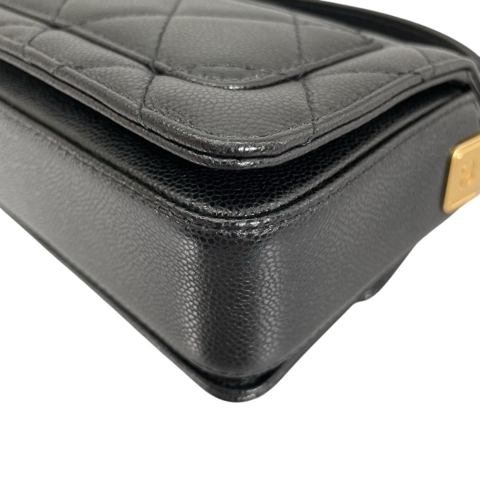 Chanel Matelasse Black Leather Handbag Shoulder Bag (Pre-Owned)