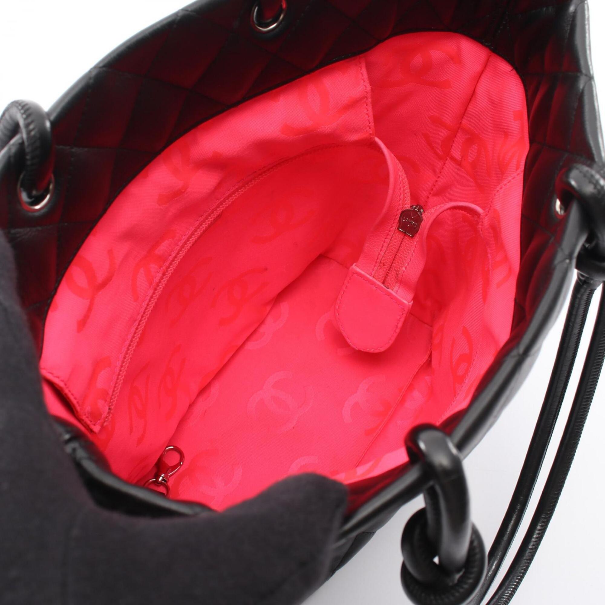 Chanel Black Leather Handbag Tote Bag (Pre-Owned)