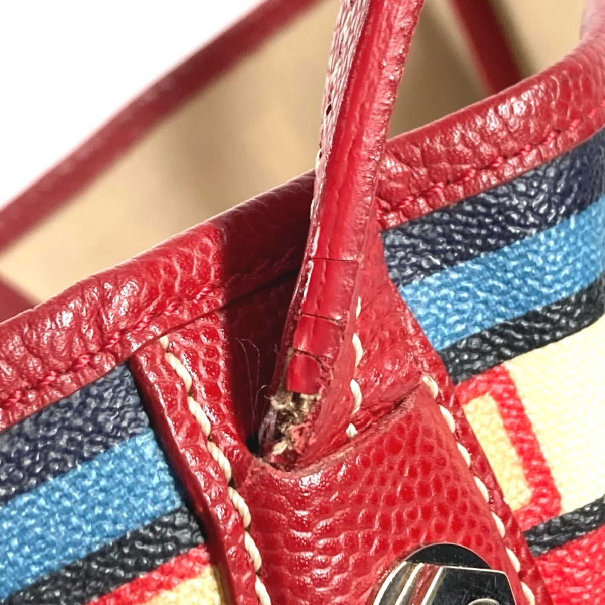 Chanel Red Color Leather Pvc Shoulder Bag Tote Bag (Pre-Owned)