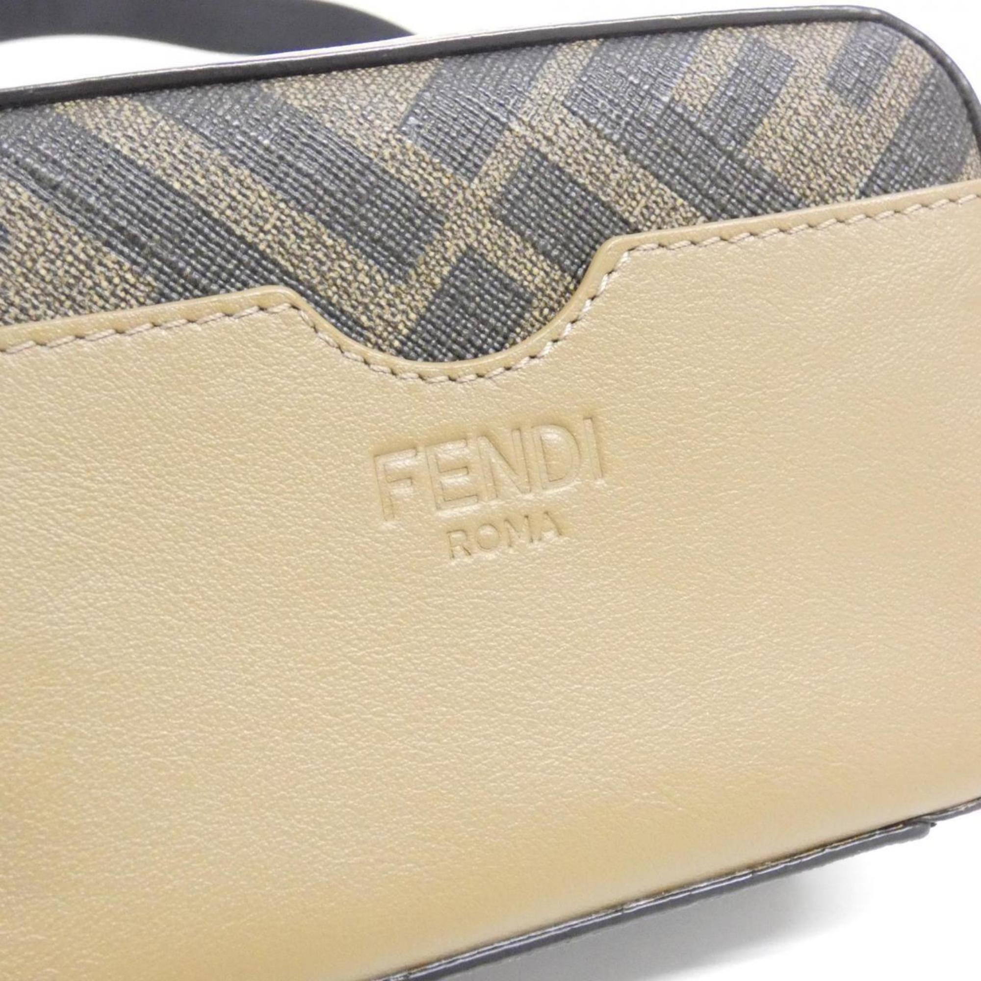 Fendi Brown Coated Canvas Leather Shoulder Bag (Pre-Owned)