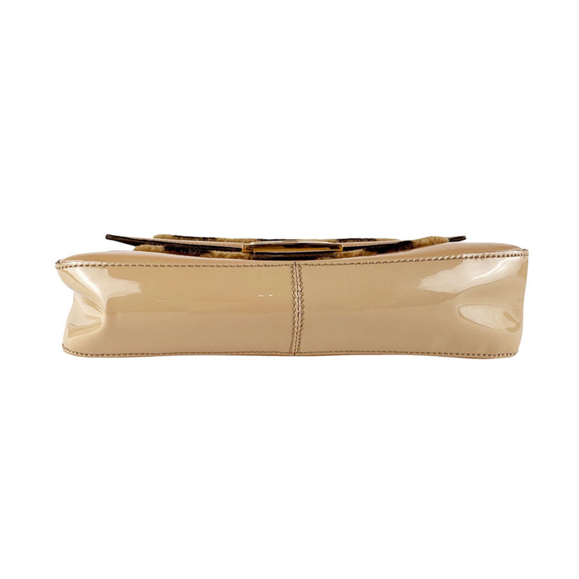Fendi Beige Brown Patent Leather Handbag Shoulder Bag (Pre-Owned)