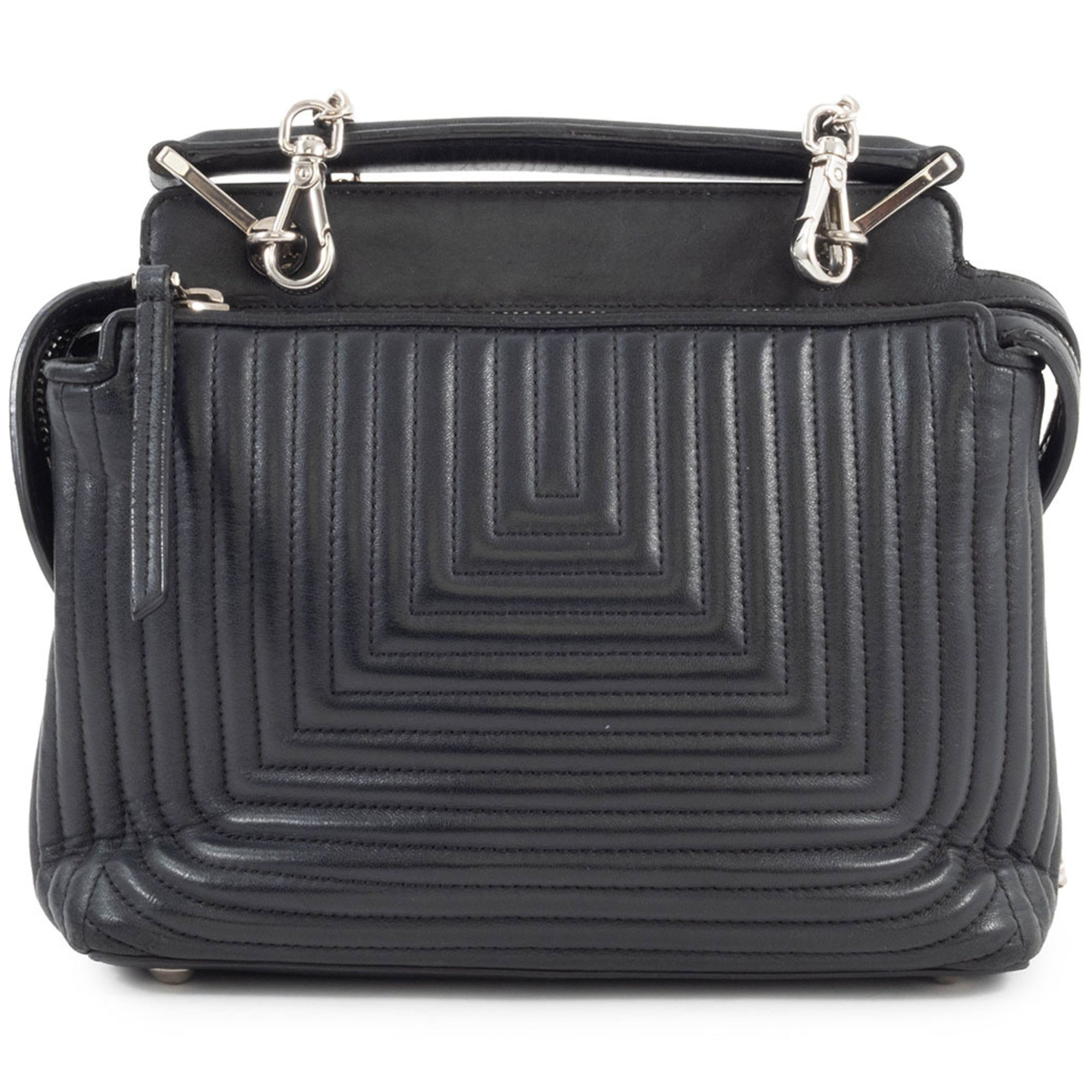 Fendi Dotcom Black Leather Shoulder Bag (Pre-Owned)