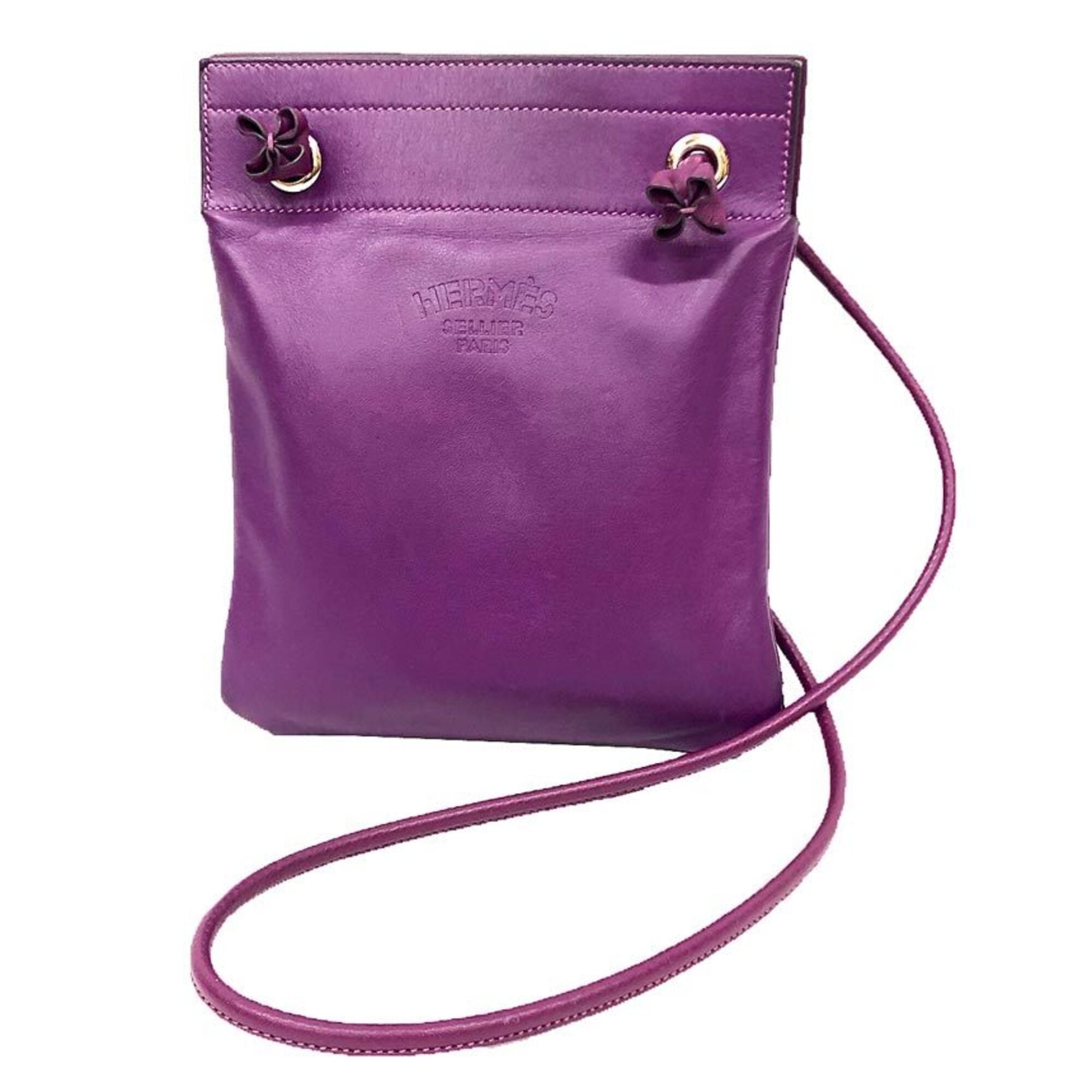 Hermes Purple Ultra Violet Leather Pochette Shoulder Bag (Pre-Owned)