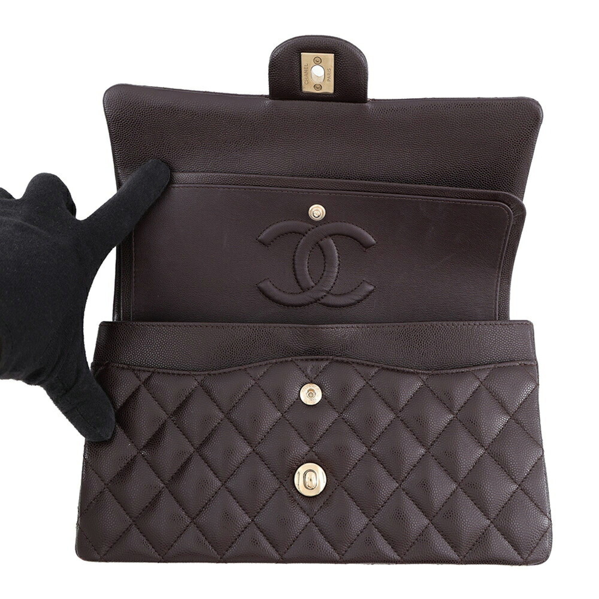Chanel Matelasse Brown Grained Calfskin Handbag Shoulder Bag (Pre-Owned)