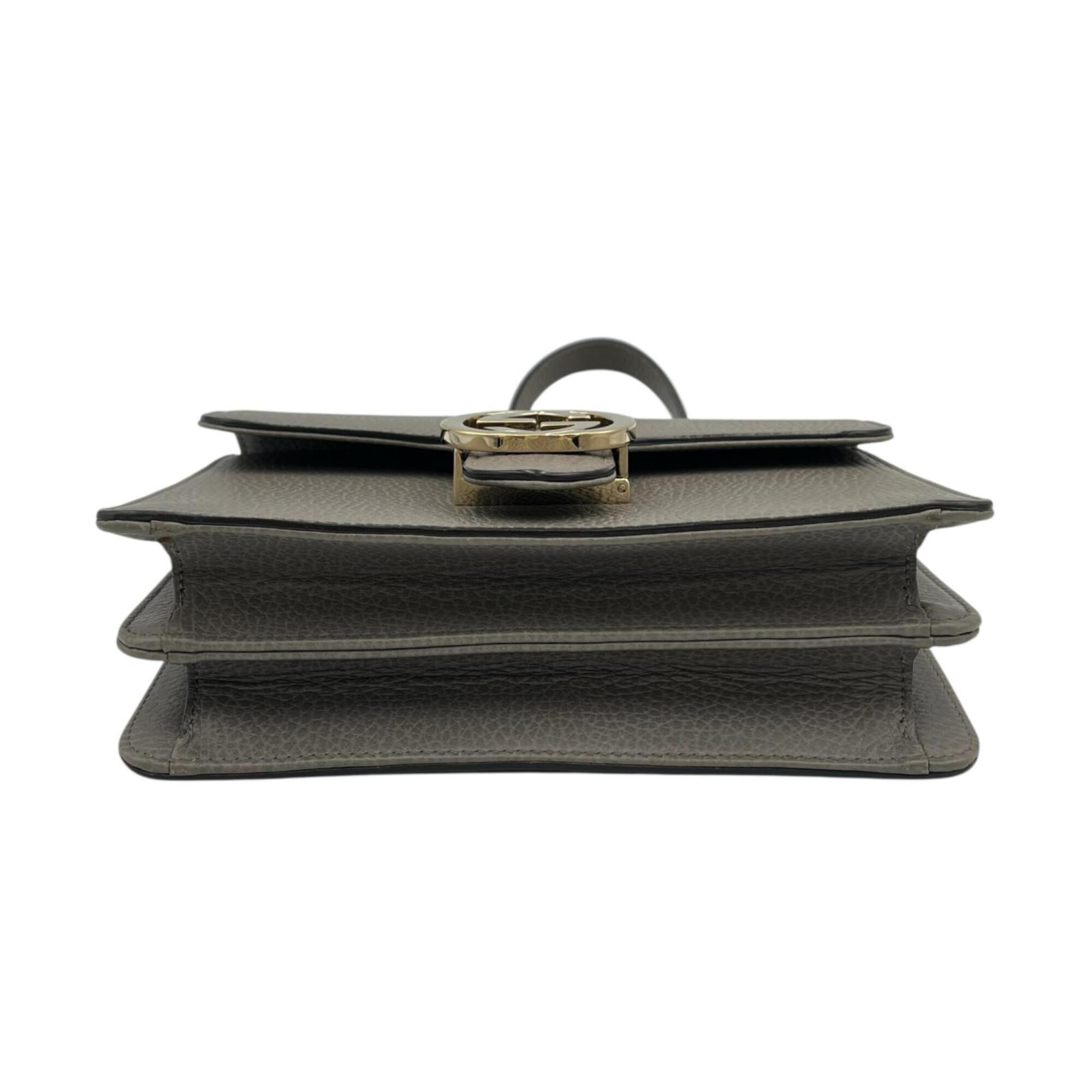 Gucci Gray Leather Shoulder Bag (Pre-Owned)