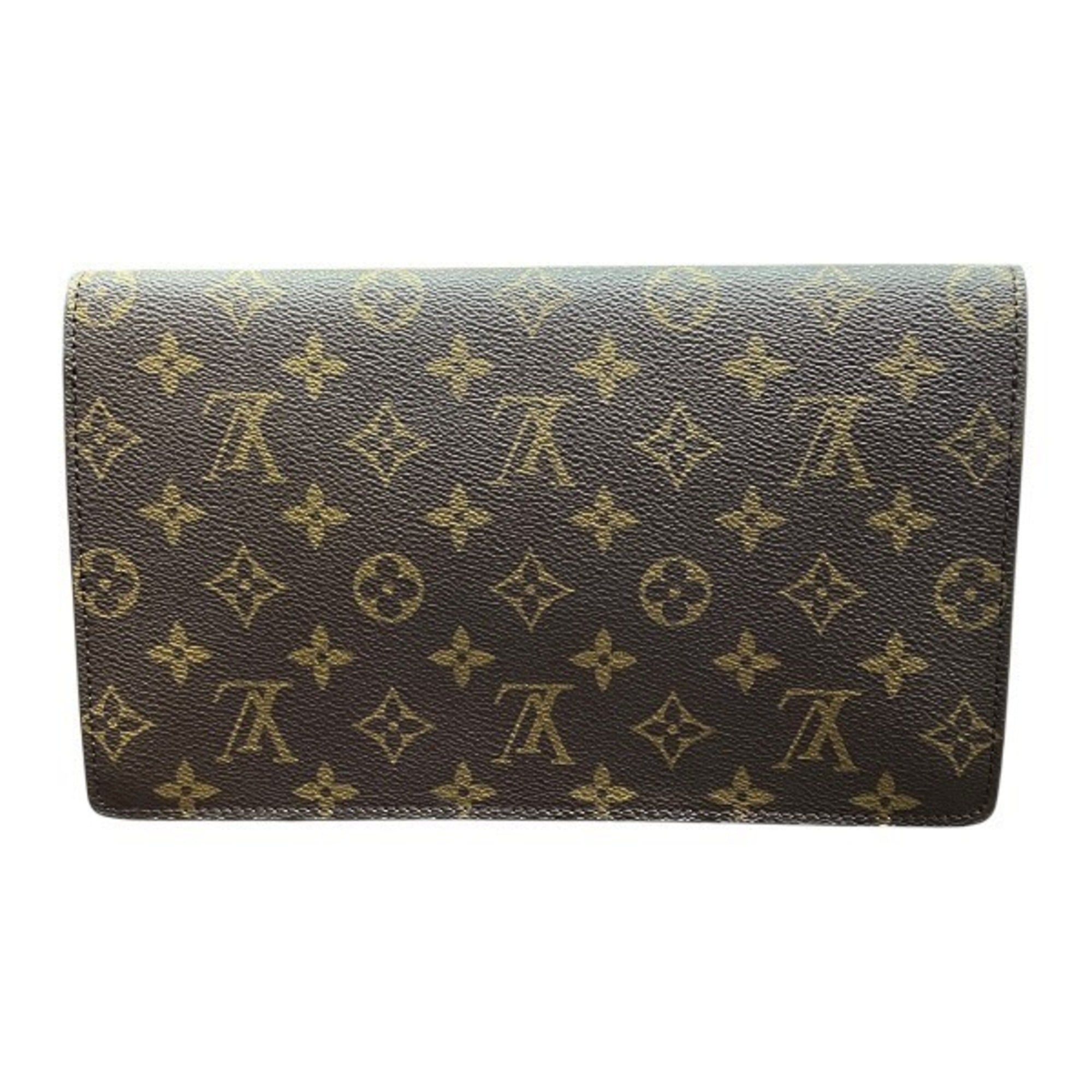 Louis Vuitton Brown Monogram Clutch Bag Handbag (Pre-Owned)