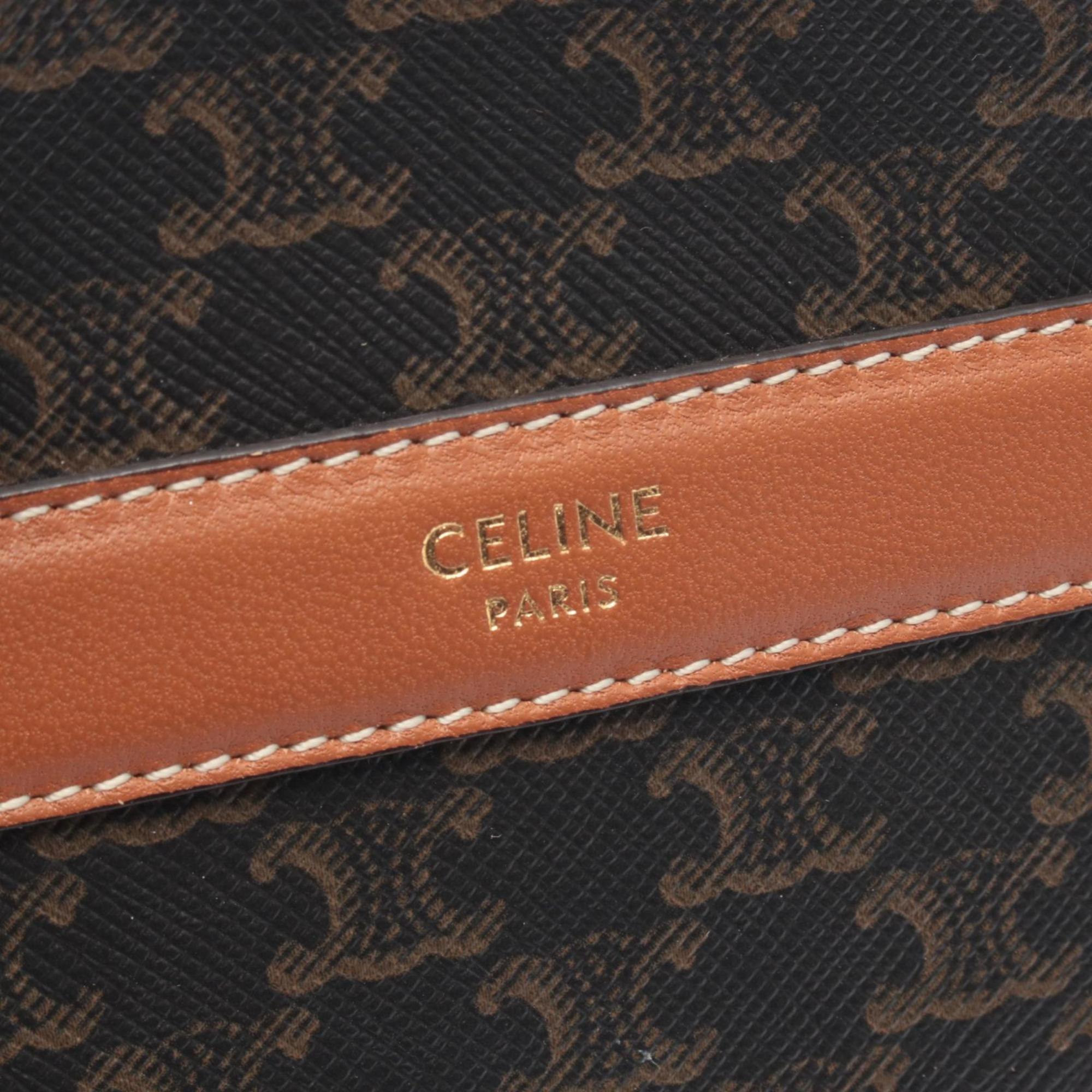 Celine Black Brown Coated Canvas Leather Handbag Shoulder Bag (Pre-Owned)