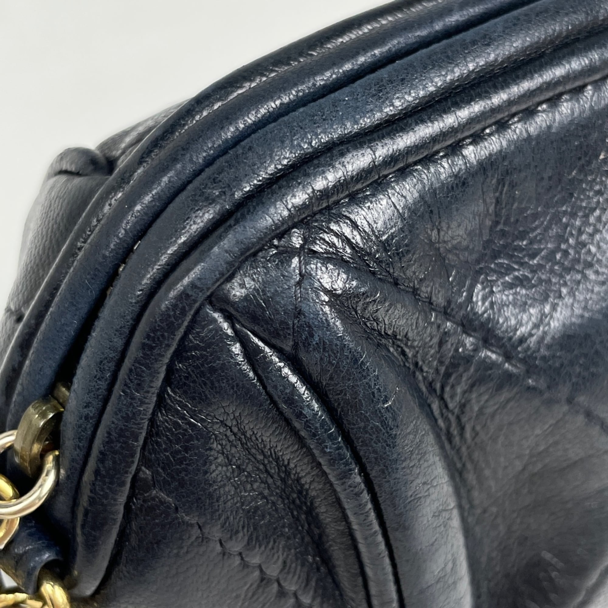Chanel Navy Leather Shoulder Bag (Pre-Owned)