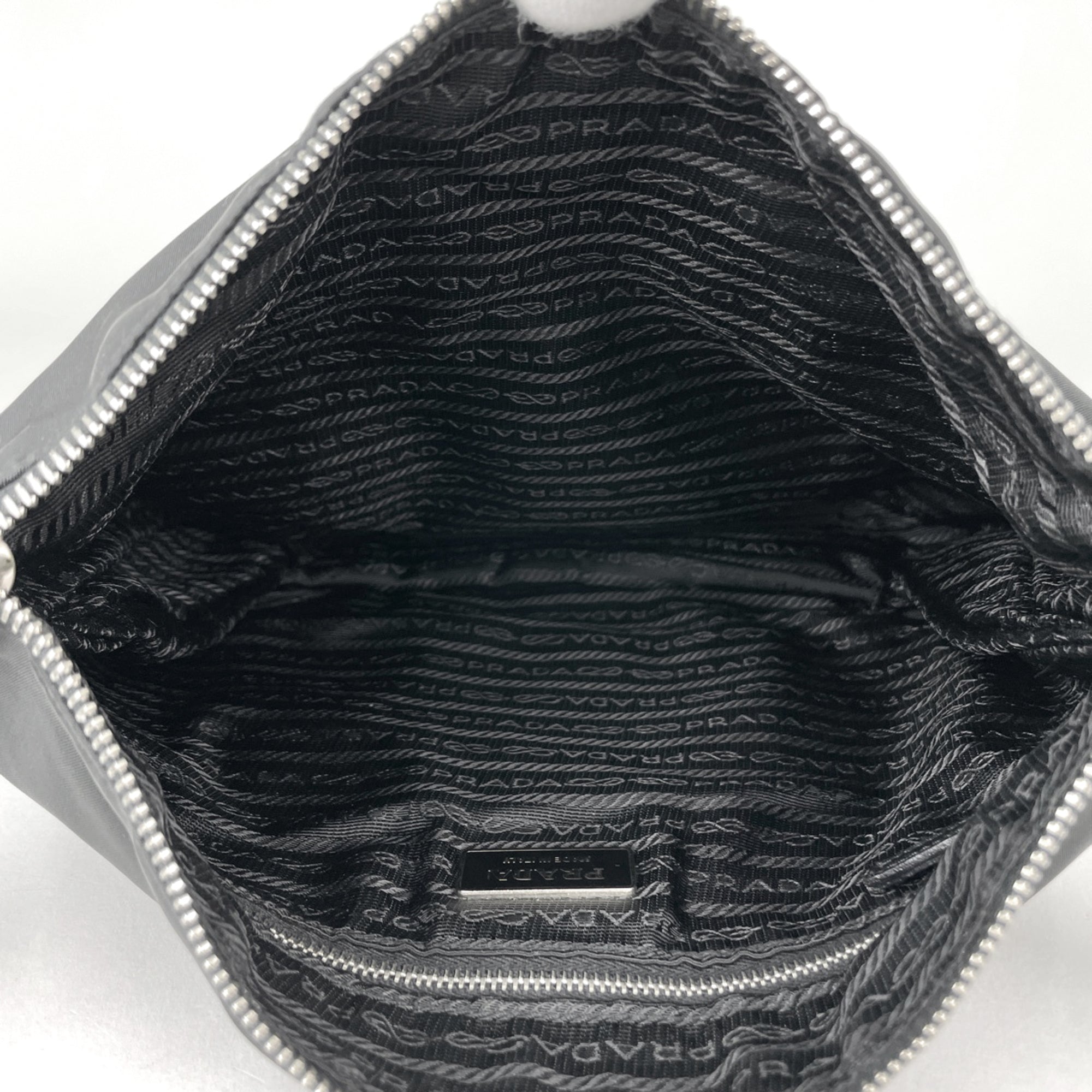 Prada Black Nero Nylon Leather Shoulder Bag (Pre-Owned)