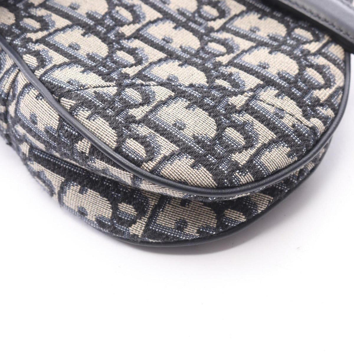 Christian Dior Beige Navy Canvas Leather Handbag Saddle Bag (Pre-Owned)