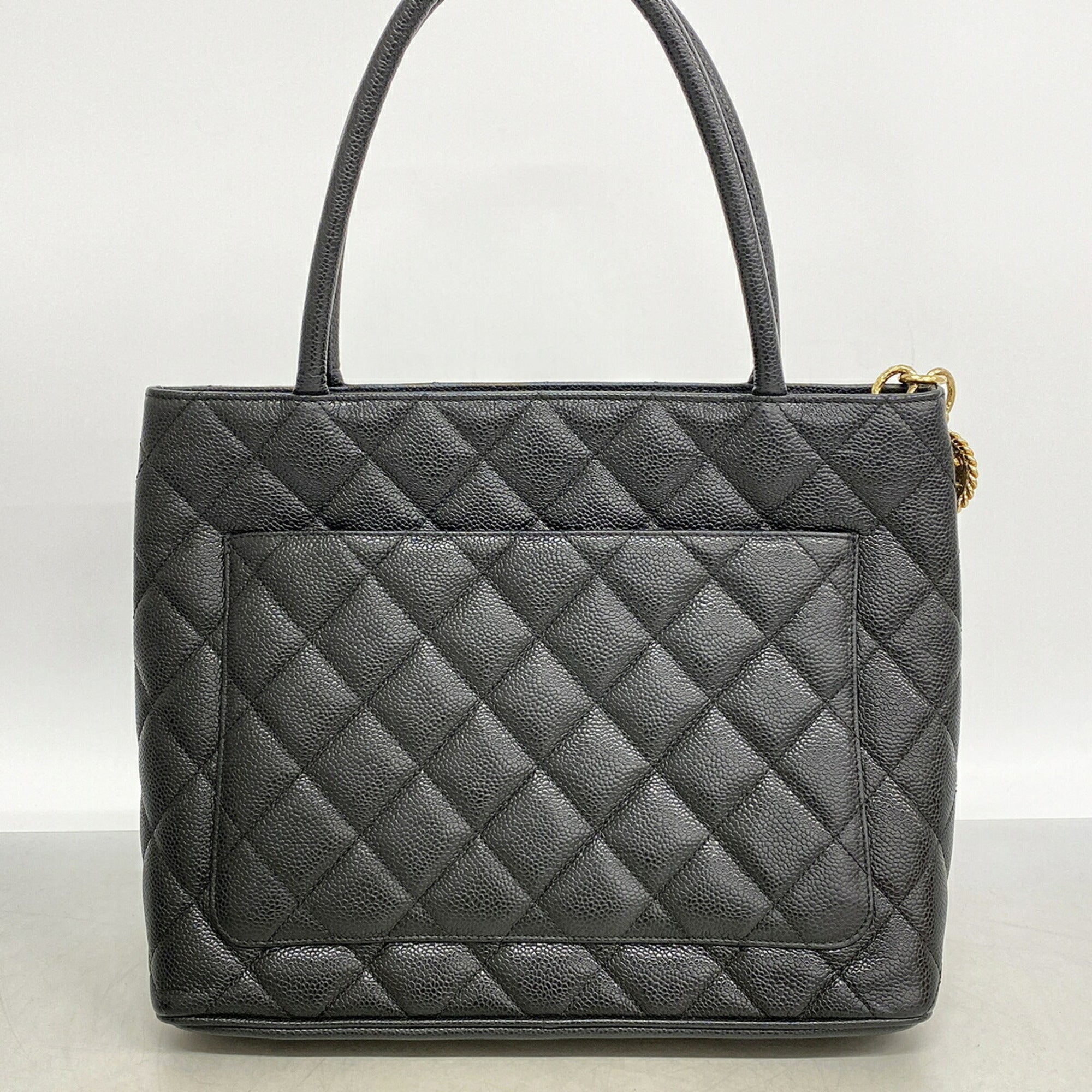 Chanel Black Grained Calfskin Tote Bag (Pre-Owned)