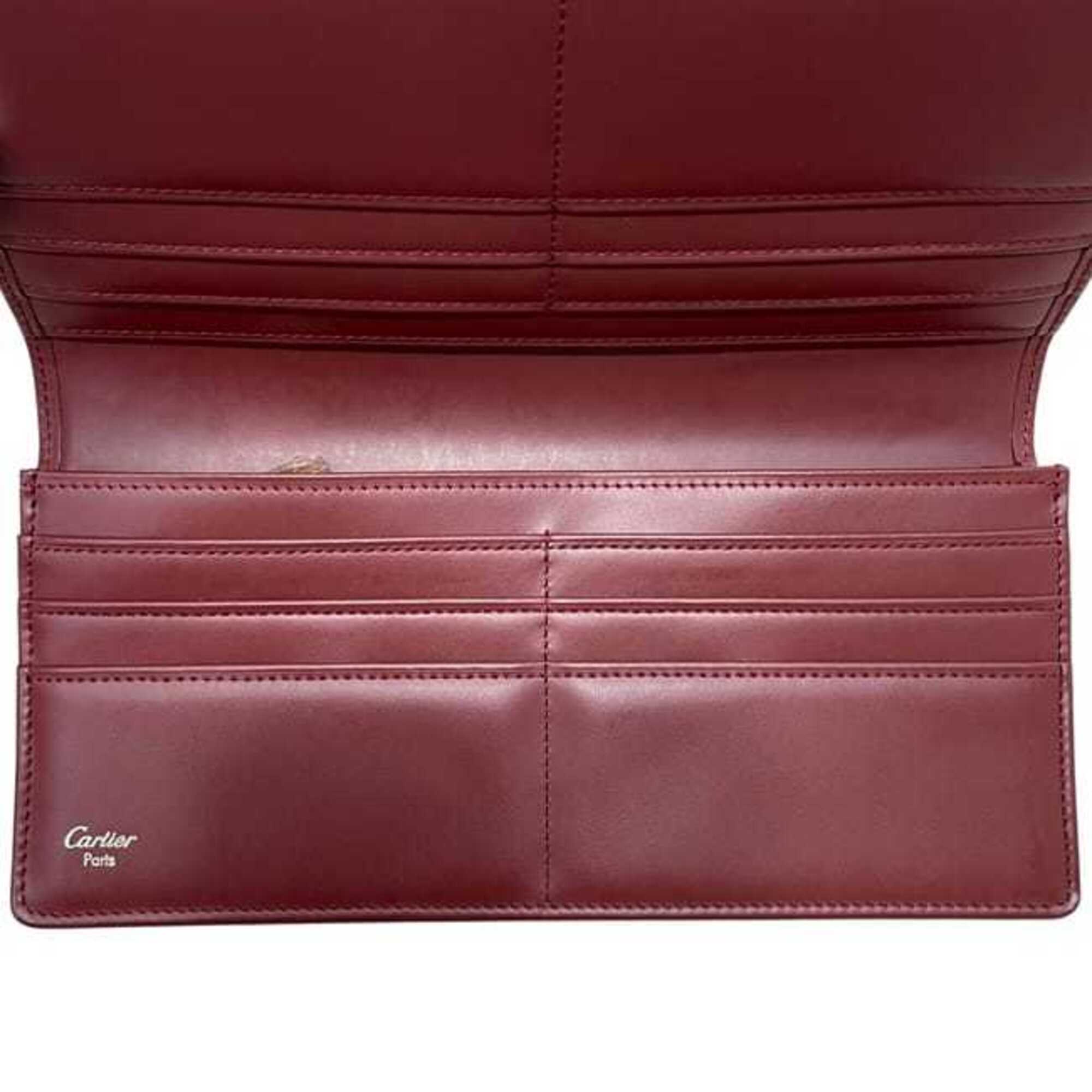 Cartier Must Bordeaux Leather Long Wallet (Bi-Fold) (Pre-Owned)
