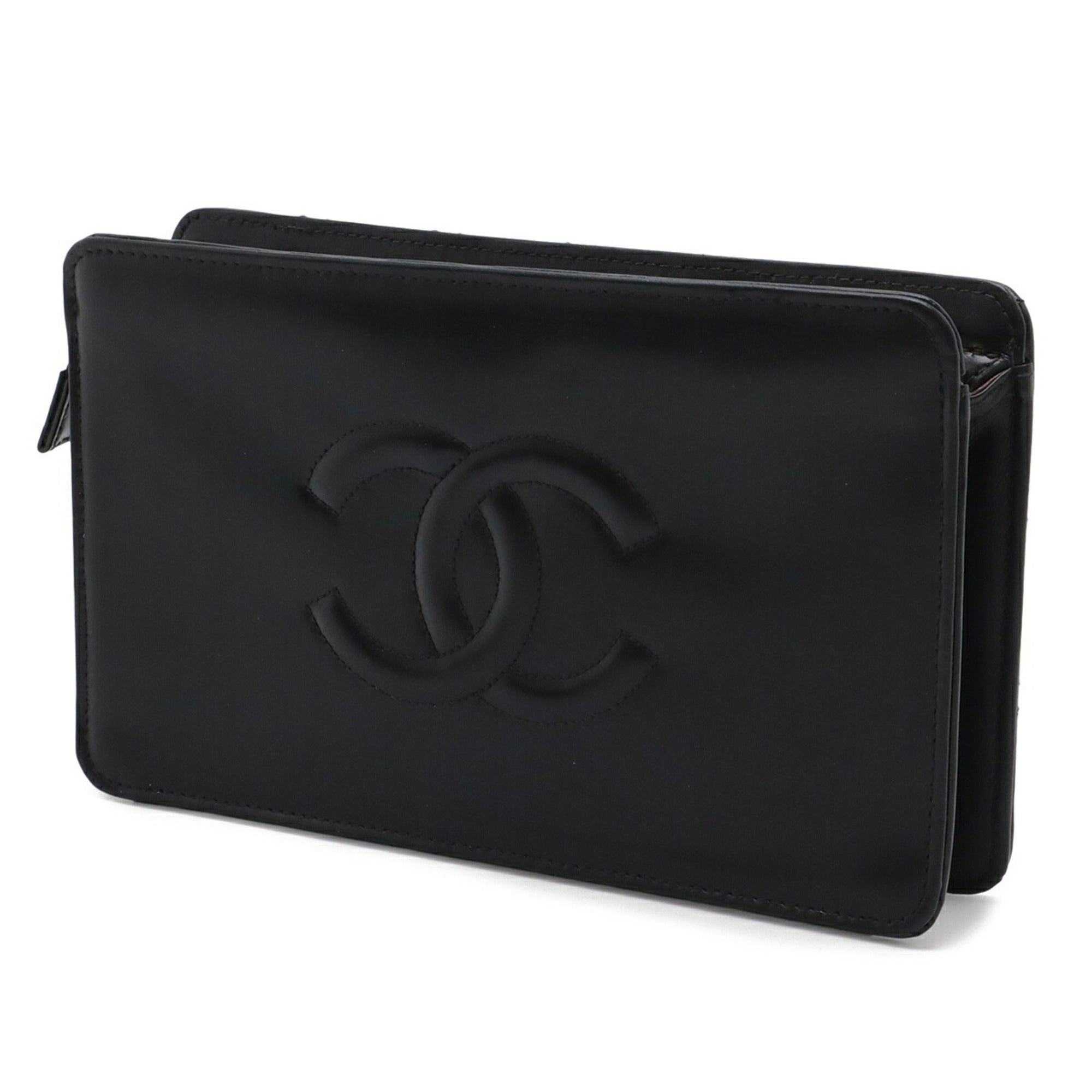 Chanel Black Leather Clutch Bag (Pre-Owned)