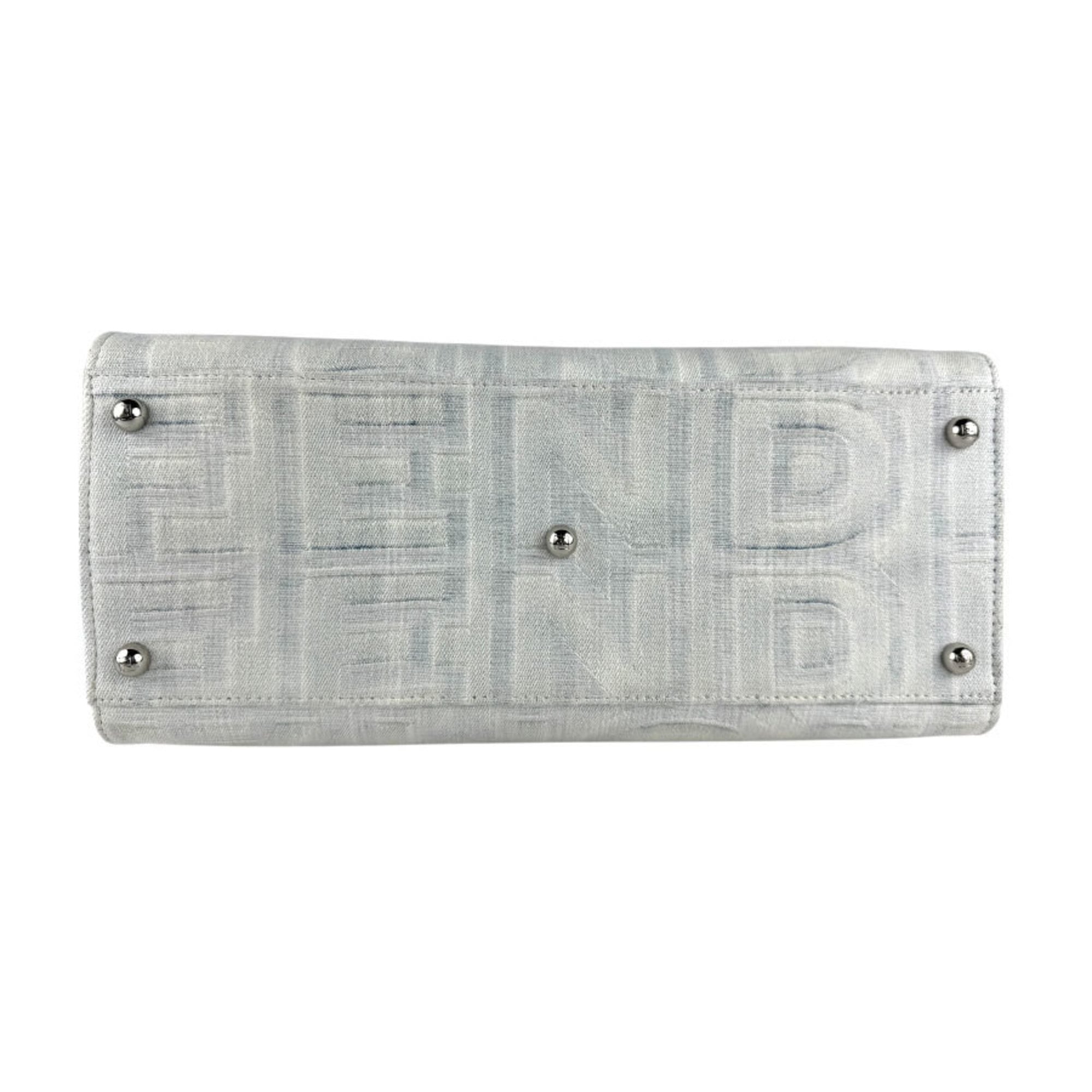 Fendi Gray Canvas Handbag Shoulder Bag (Pre-Owned)