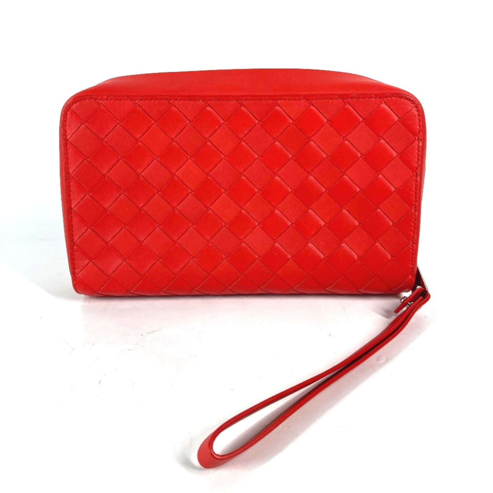 Bottega Veneta Red Leather Clutch Bag (Pre-Owned)