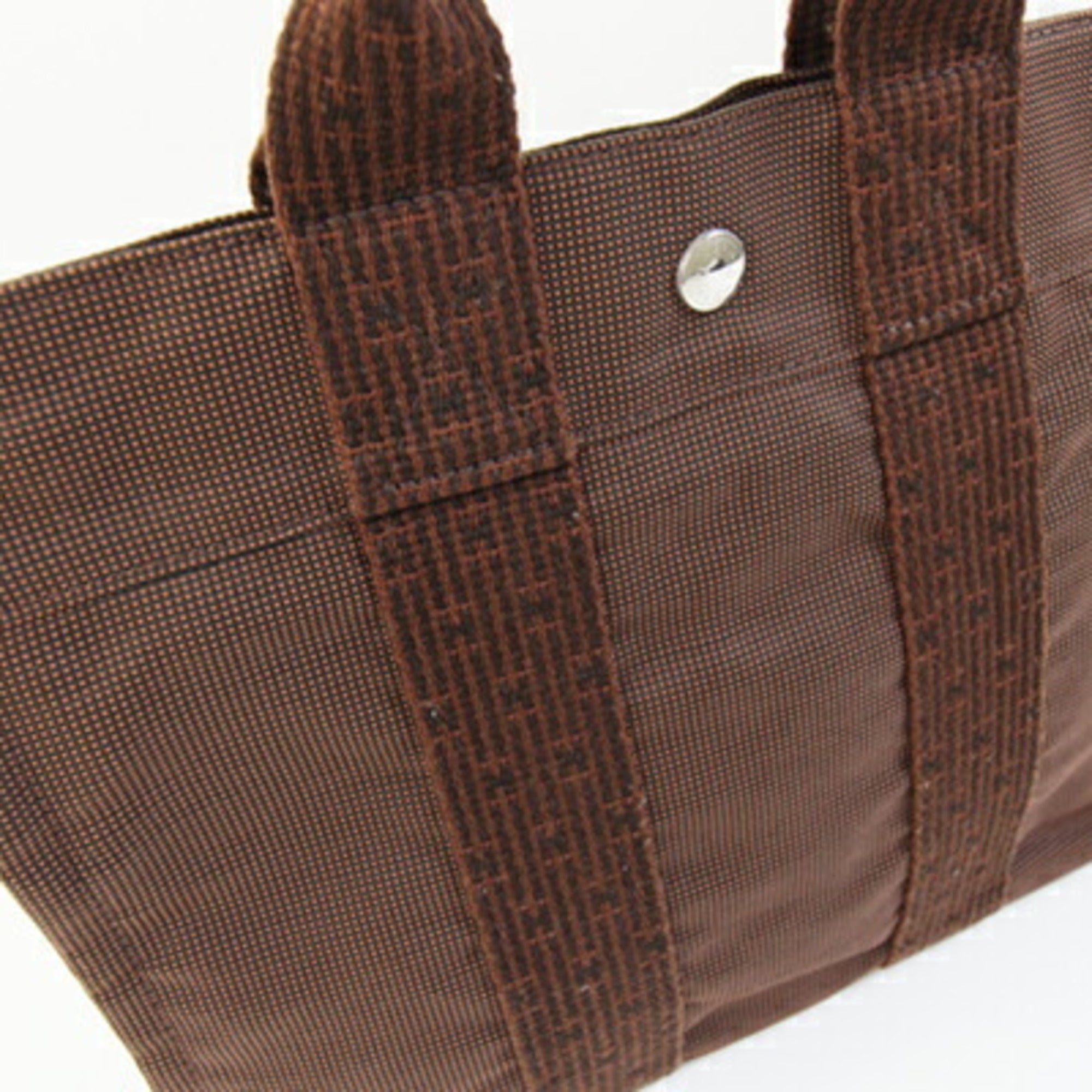 Hermes Brown Canvas Handbag (Pre-Owned)