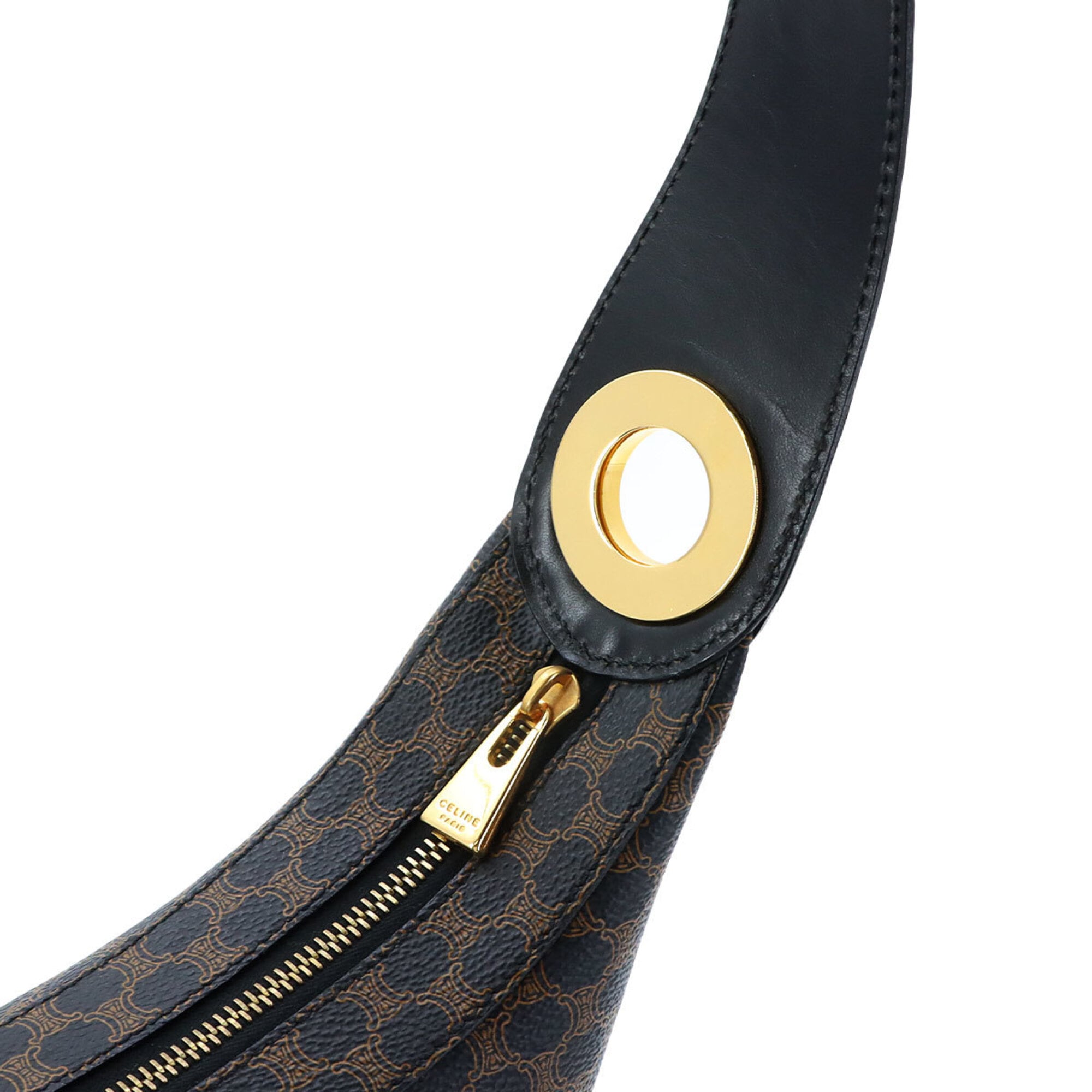 Celine Black Brown Pvc Leather Handbag Shoulder Bag (Pre-Owned)